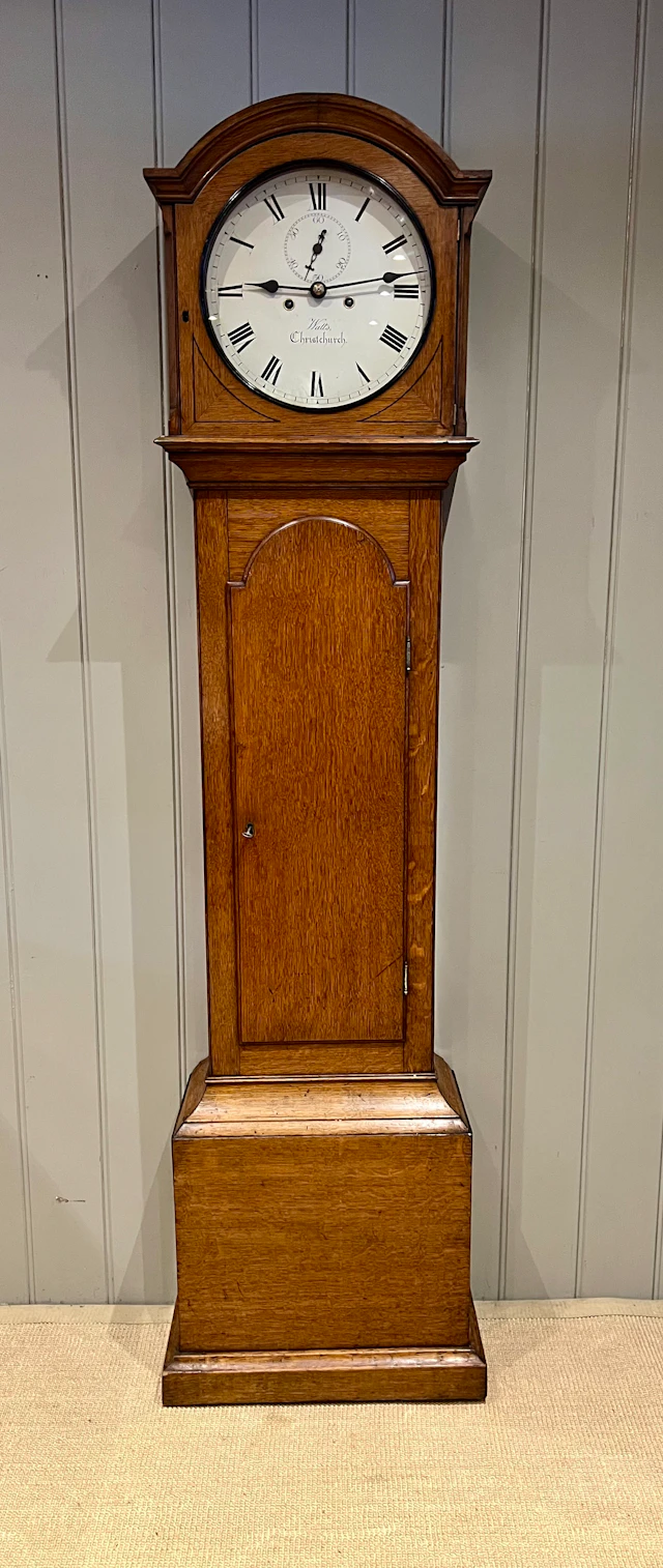 Small Proportioned Golden Oak Longcase Clock