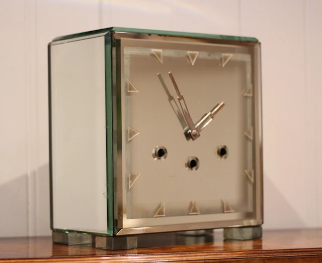 Unusual Art Deco Westminster Chiming Glass Mantel Clock