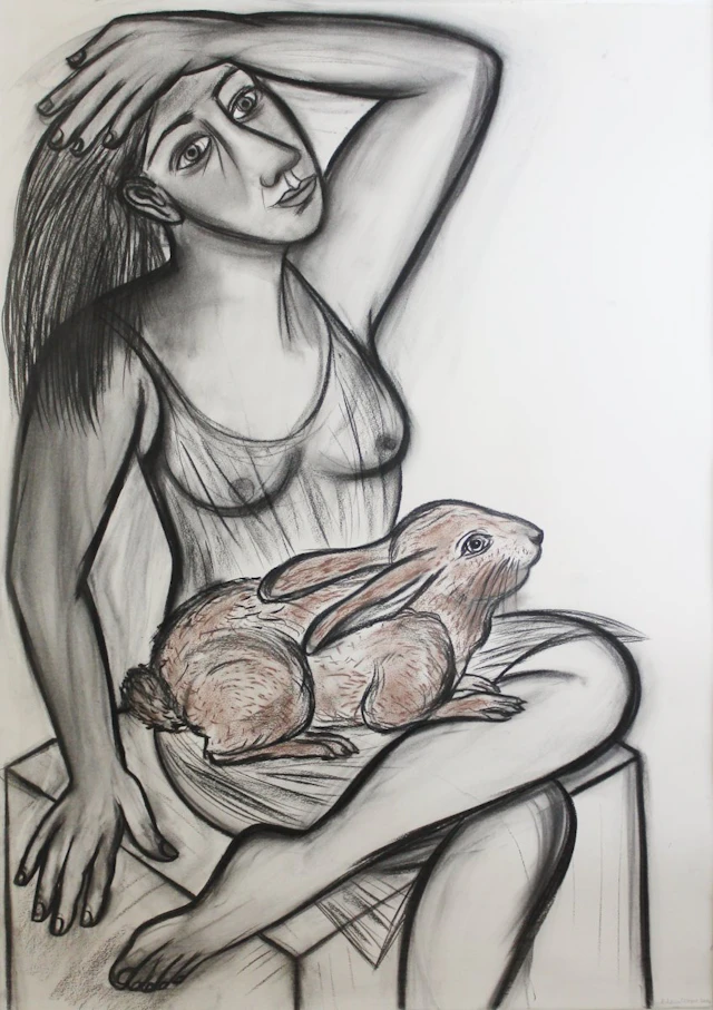Woman and Rabbit II by Eileen Cooper (RA, OBE)