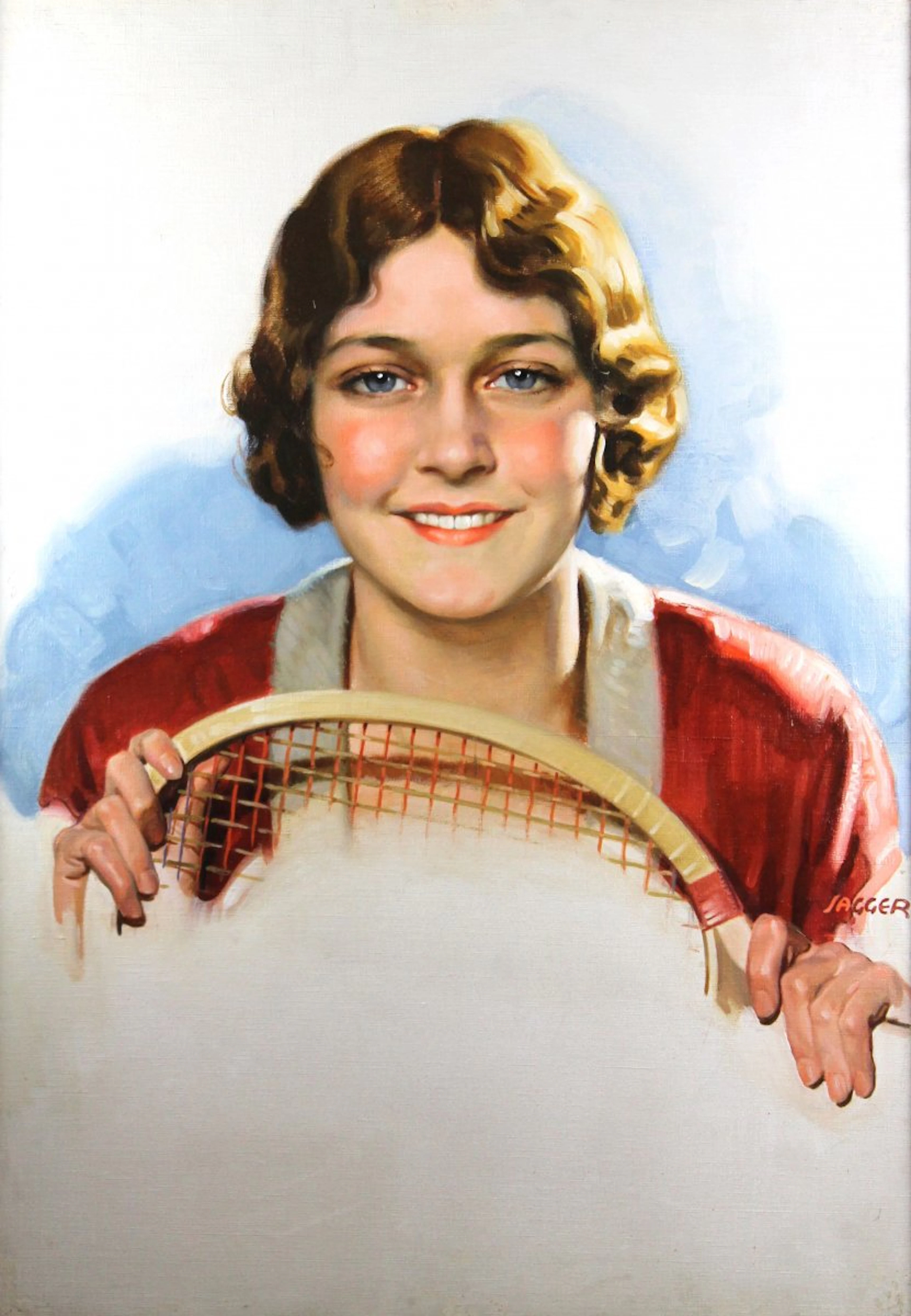 Young lady with a tennis racquet - 1928 by David Jagger