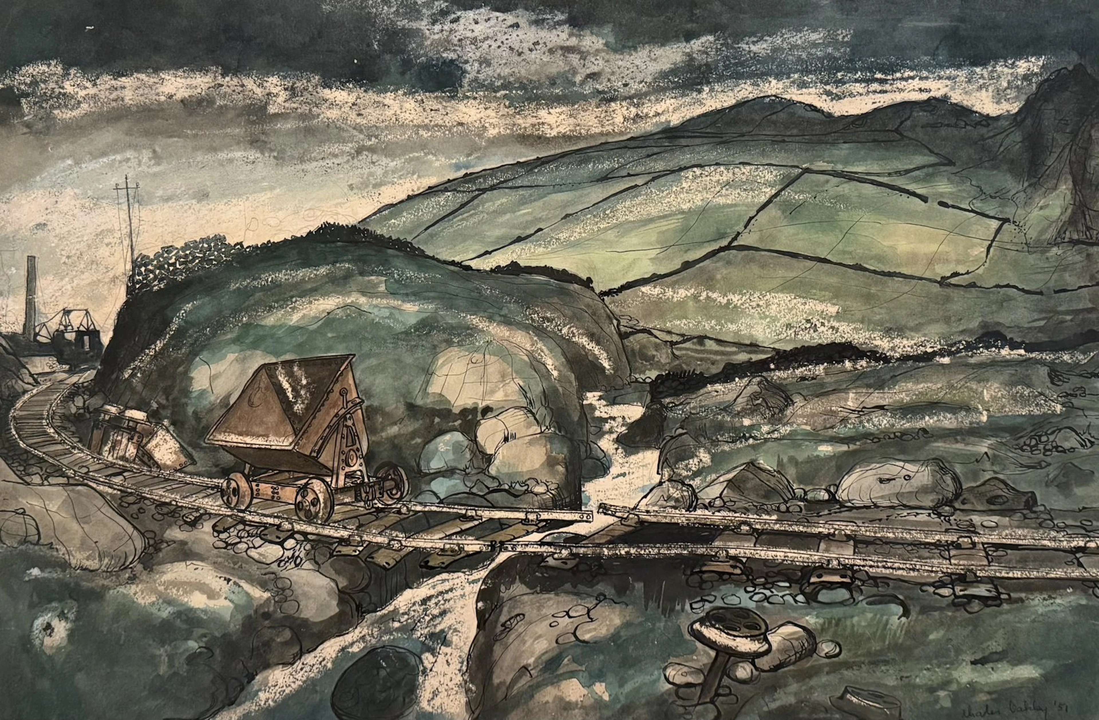 Lancashire Coal Mine - 1951 by Charles Oakley