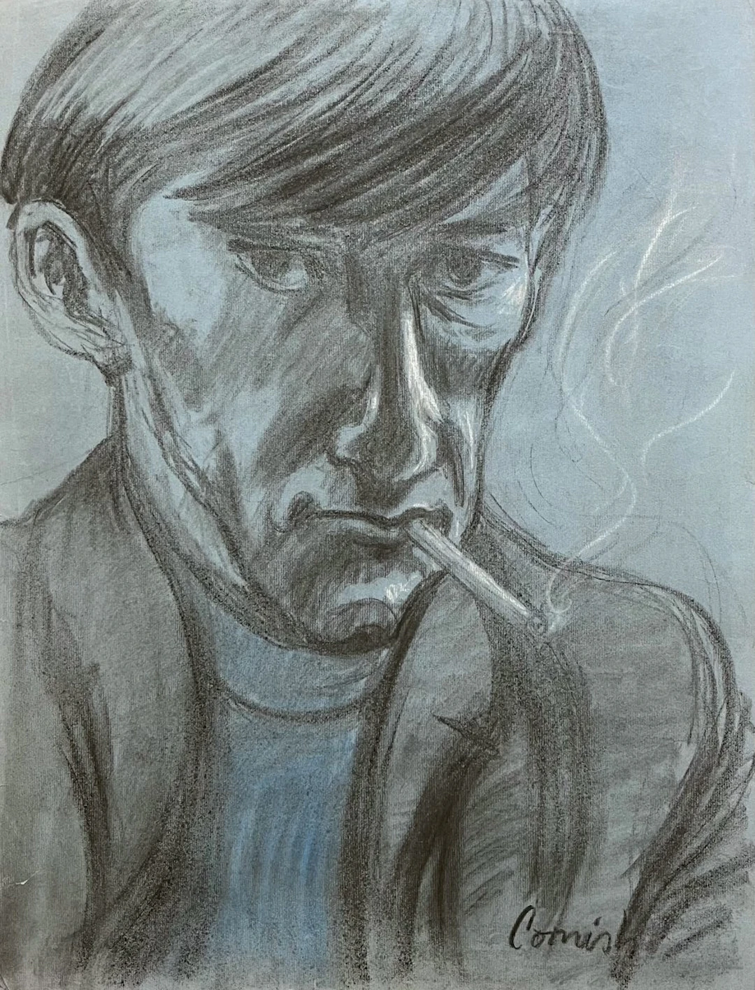 Young man smoking by Norman Cornish
