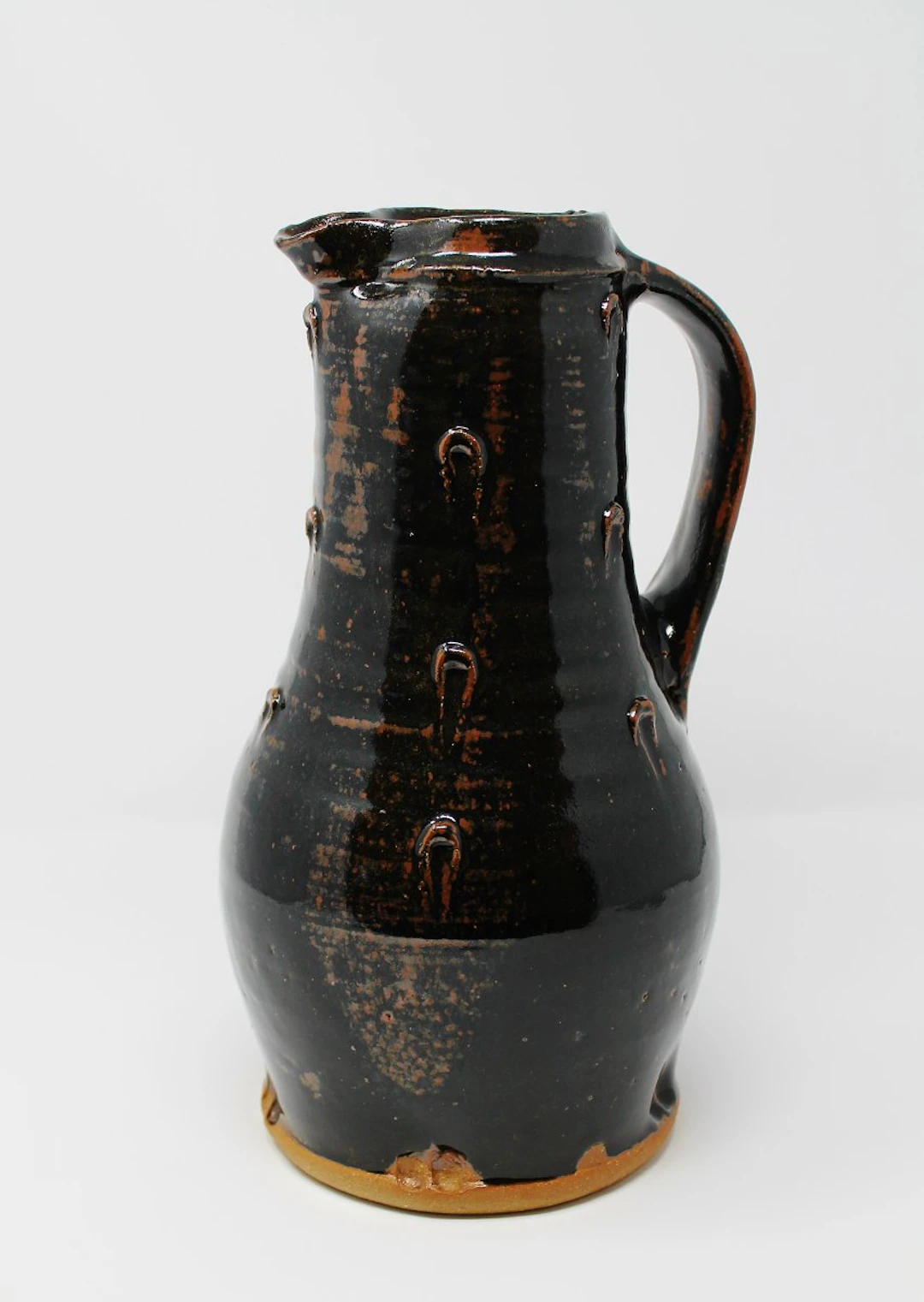 Baluster jug with pellets, tenmoku glaze by Jim Malone