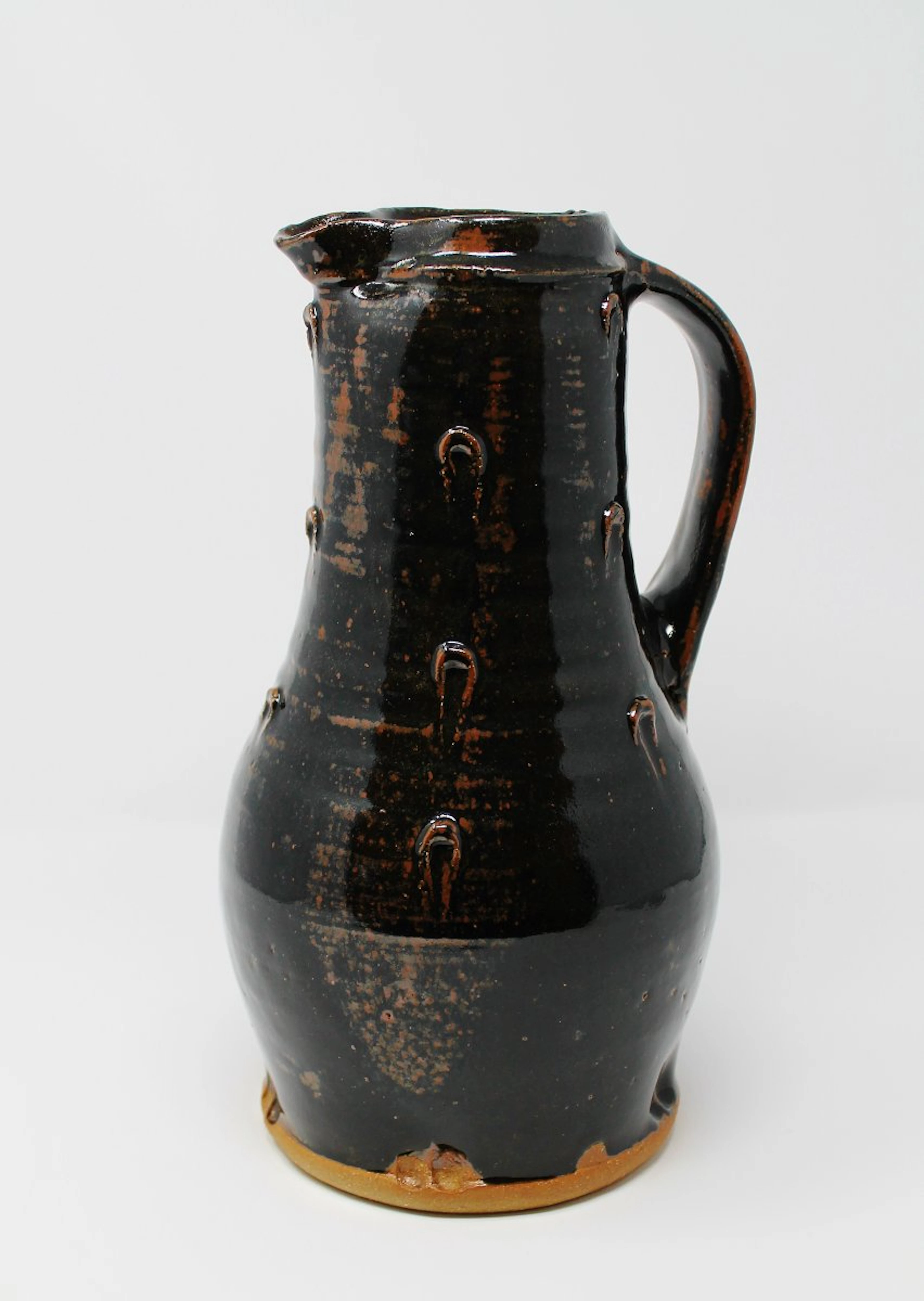 Baluster jug with pellets, tenmoku glaze by Jim Malone