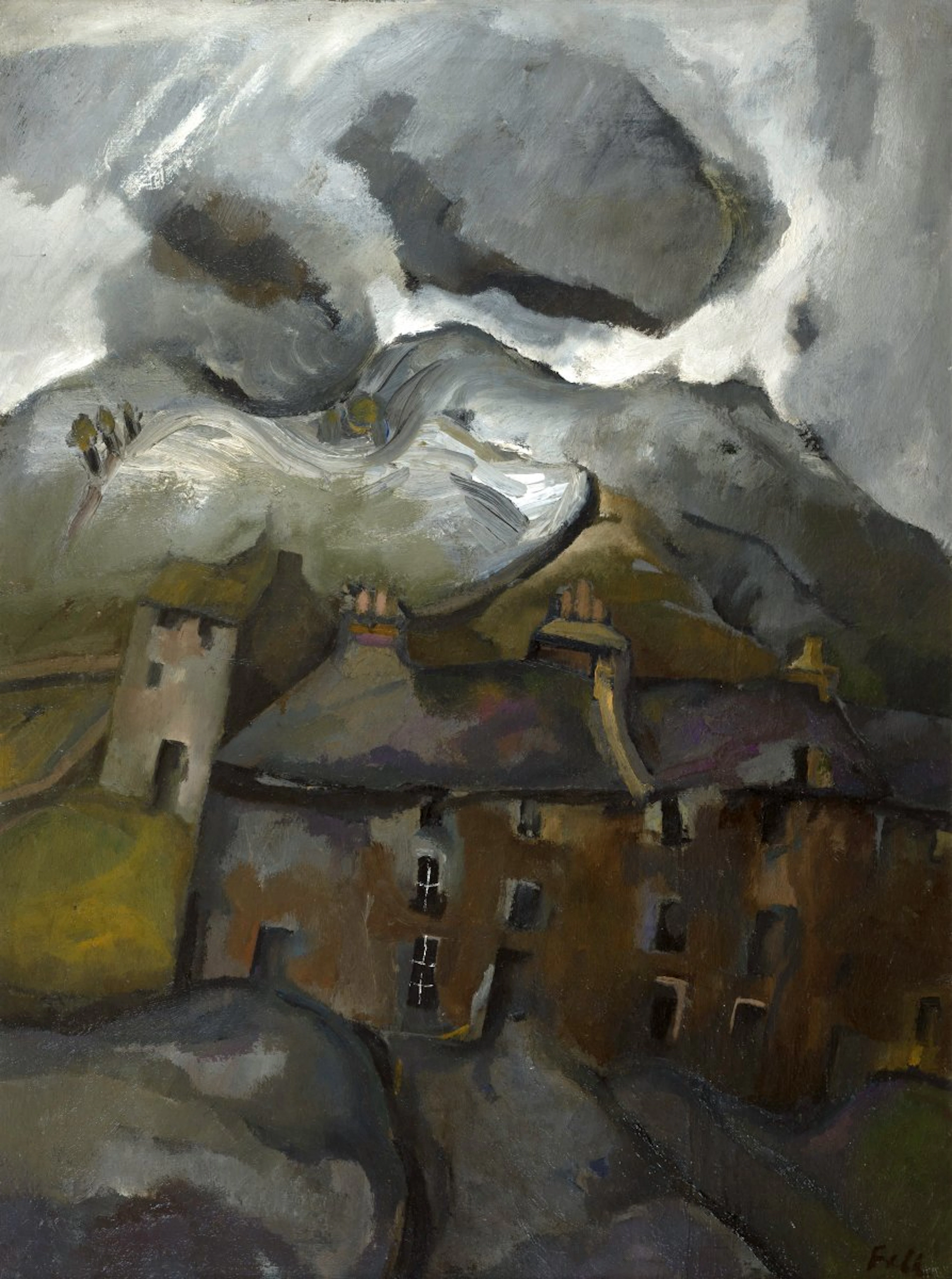Snow on the Mountains - 1958 by Sheila Fell RA FRSA