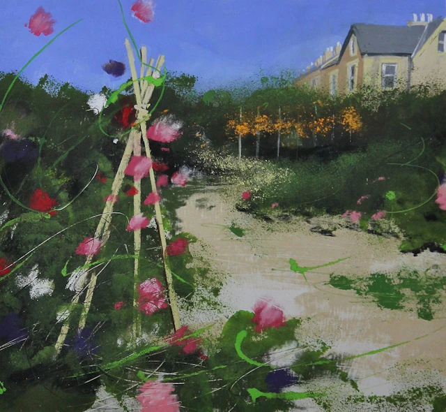 More Sweet Peas in the Top Row Allotments by Helen Fryer