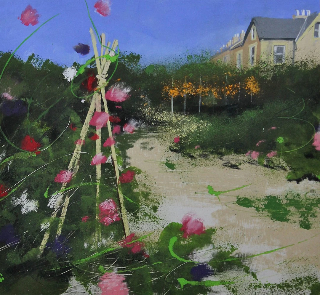 More Sweet Peas in the Top Row Allotments by Helen Fryer