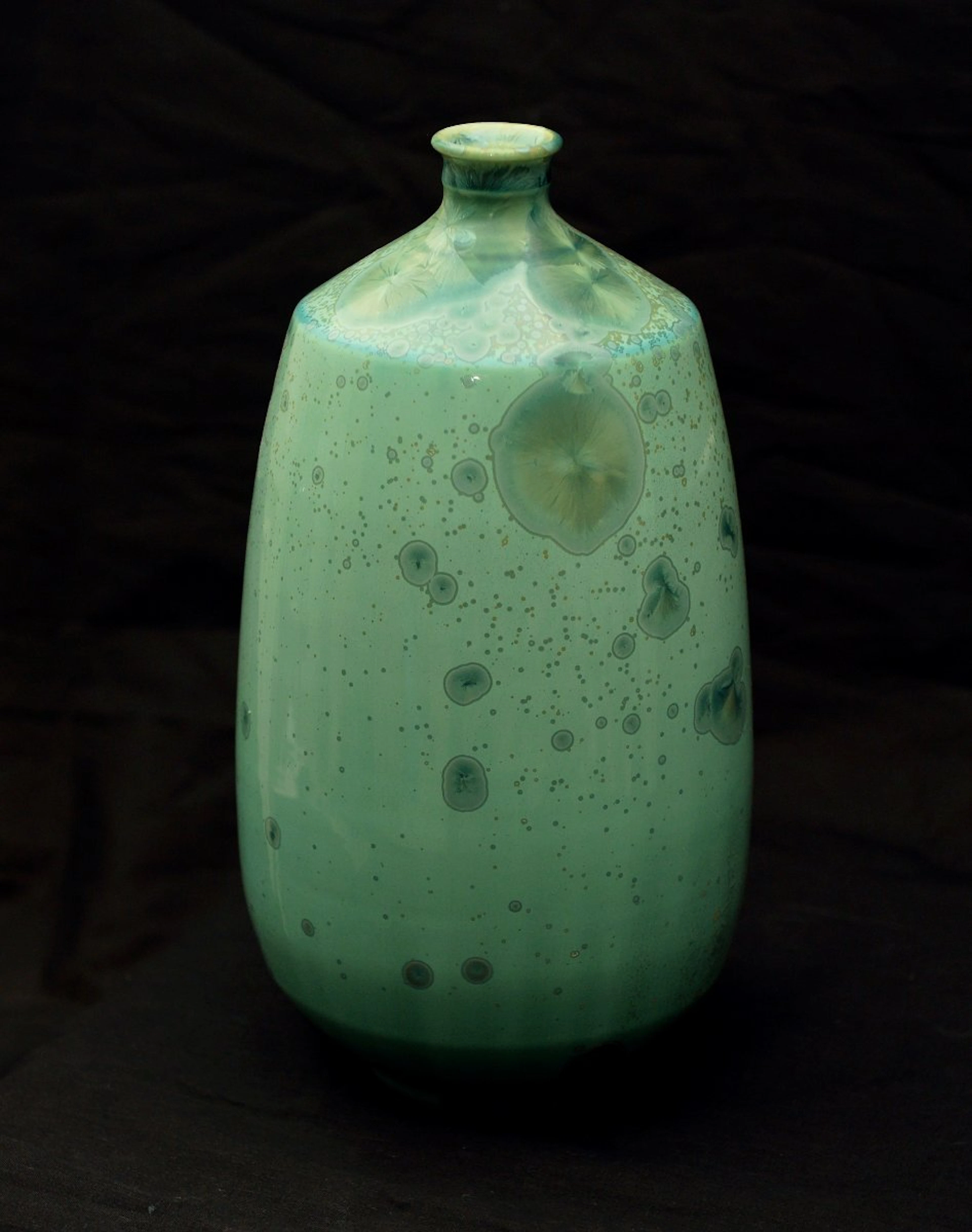 Tapered bottle i, reef green glaze by John Stroomer