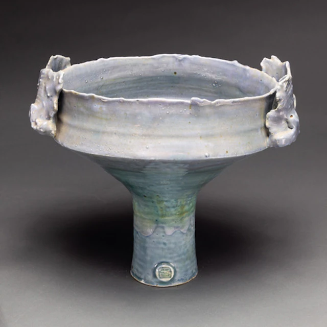 Blue tapered vessel by Colin Pearson