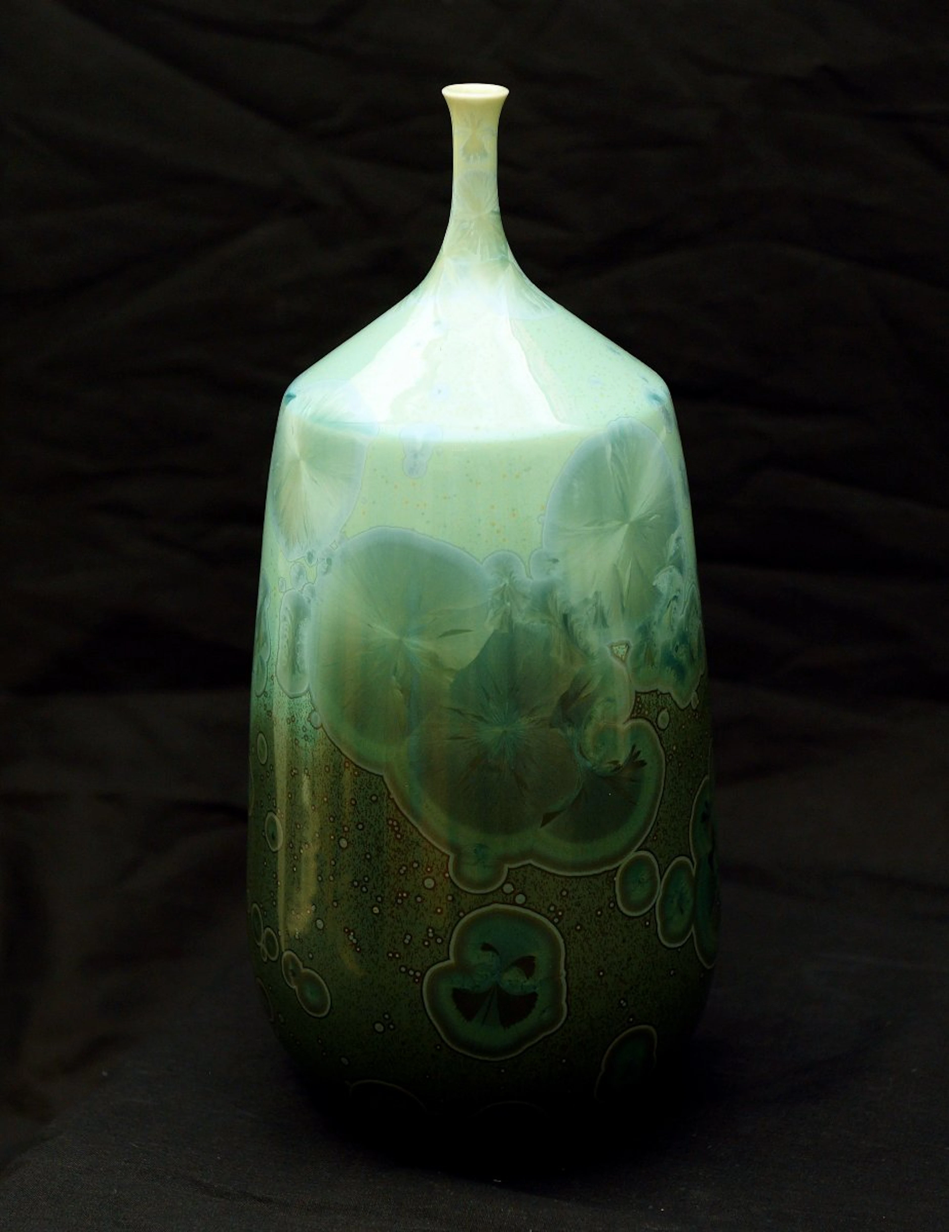 Tapered bottle ii, reef green glaze by John Stroomer