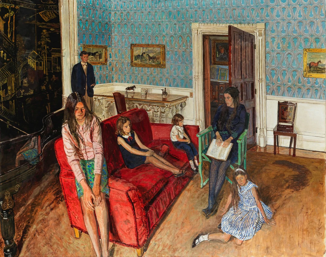 Lord Lambton and Family - c 1965 by Carel Weight RA, CBE