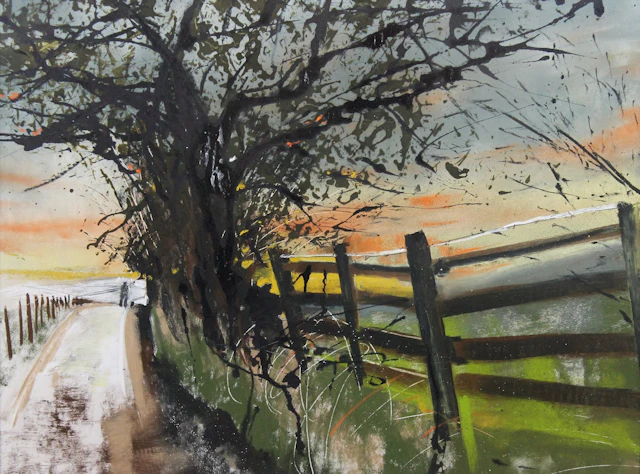 Richard and Mac walking in Aughertree lonnin by Helen Fryer