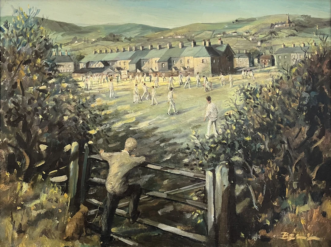 Village cricket match by Bill Bell