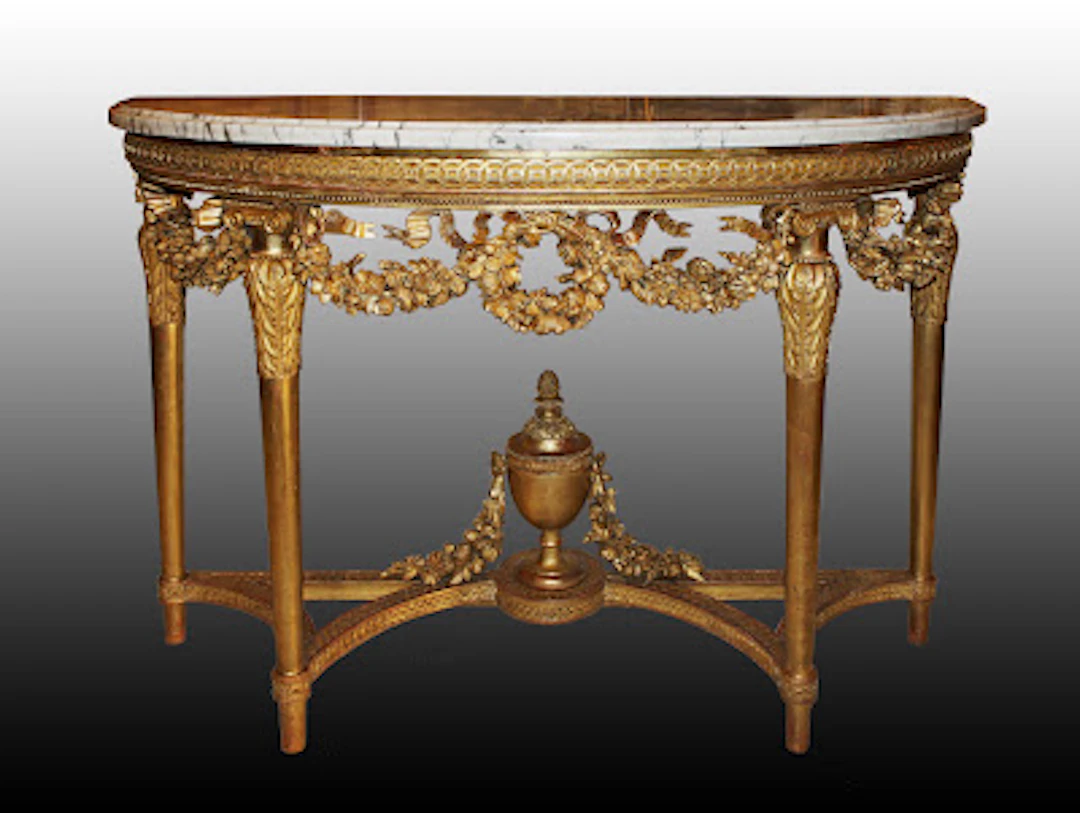 Console Semi-Circulaire en bois doré