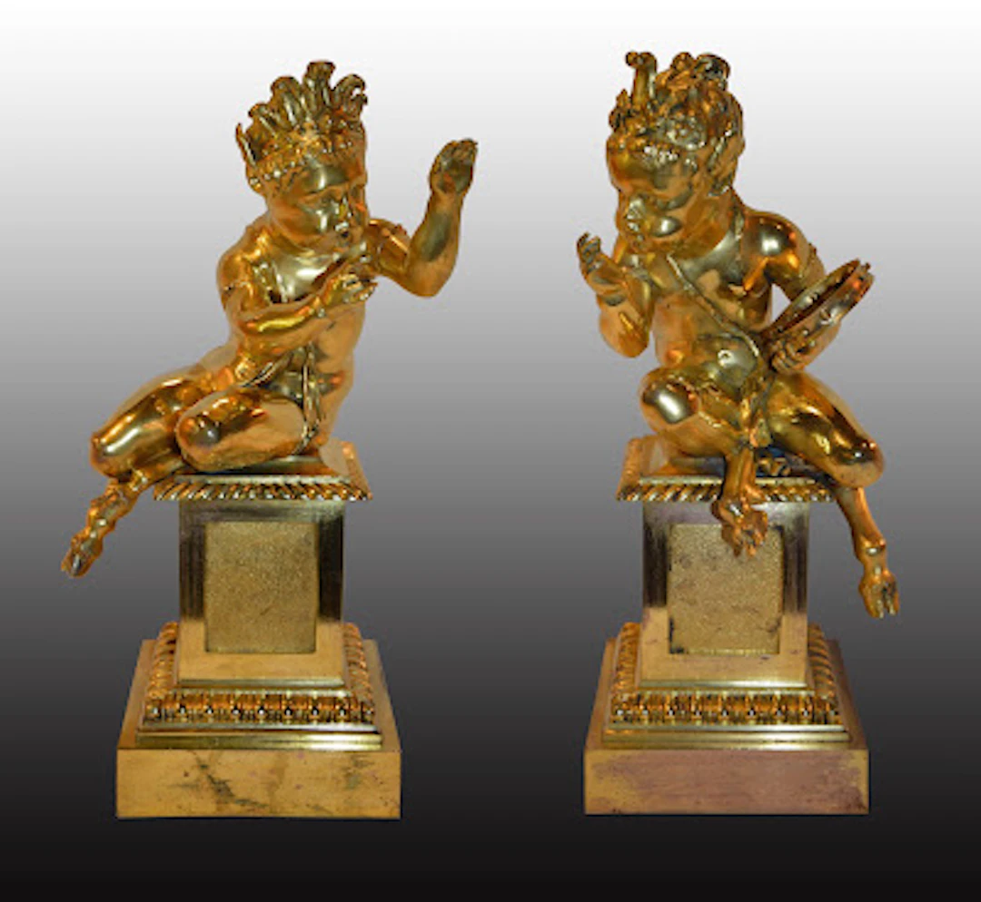Feu en bronze doré