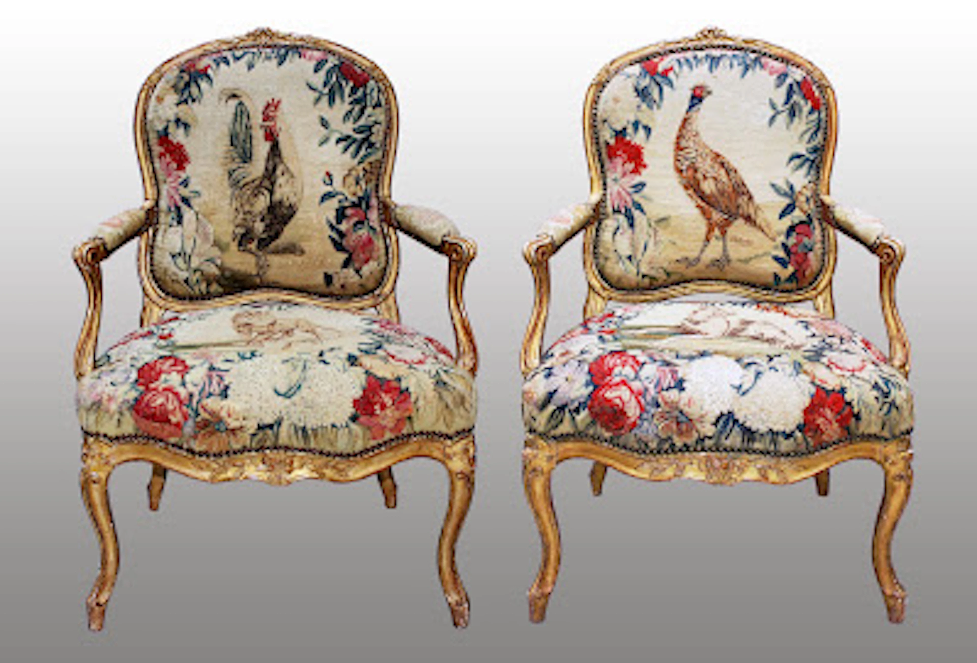 Ensemble de Six Fauteuils à dossiers "à la Reine" par Pierre Bernard