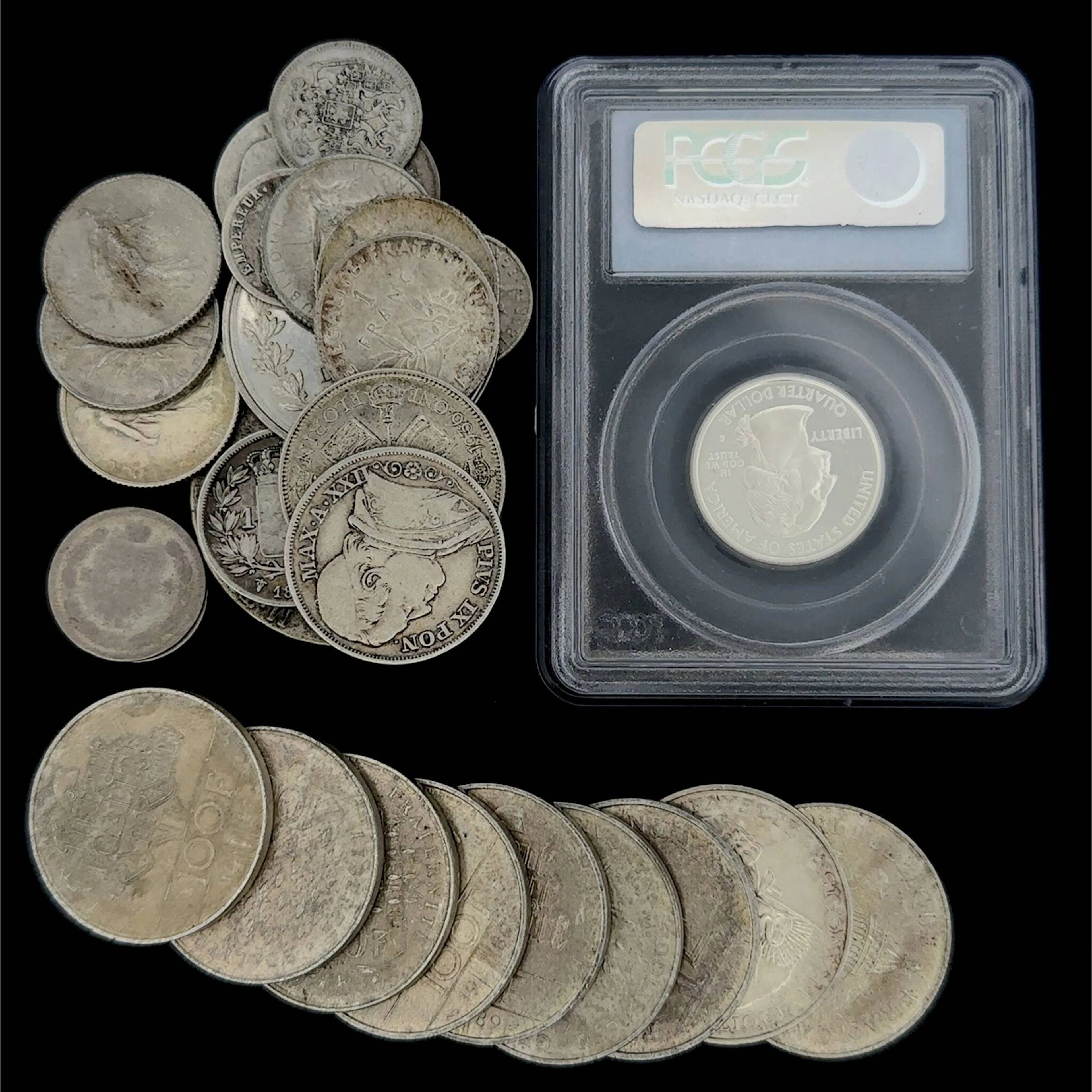 Set of 9 silver coins, 100 francs - Lot 156