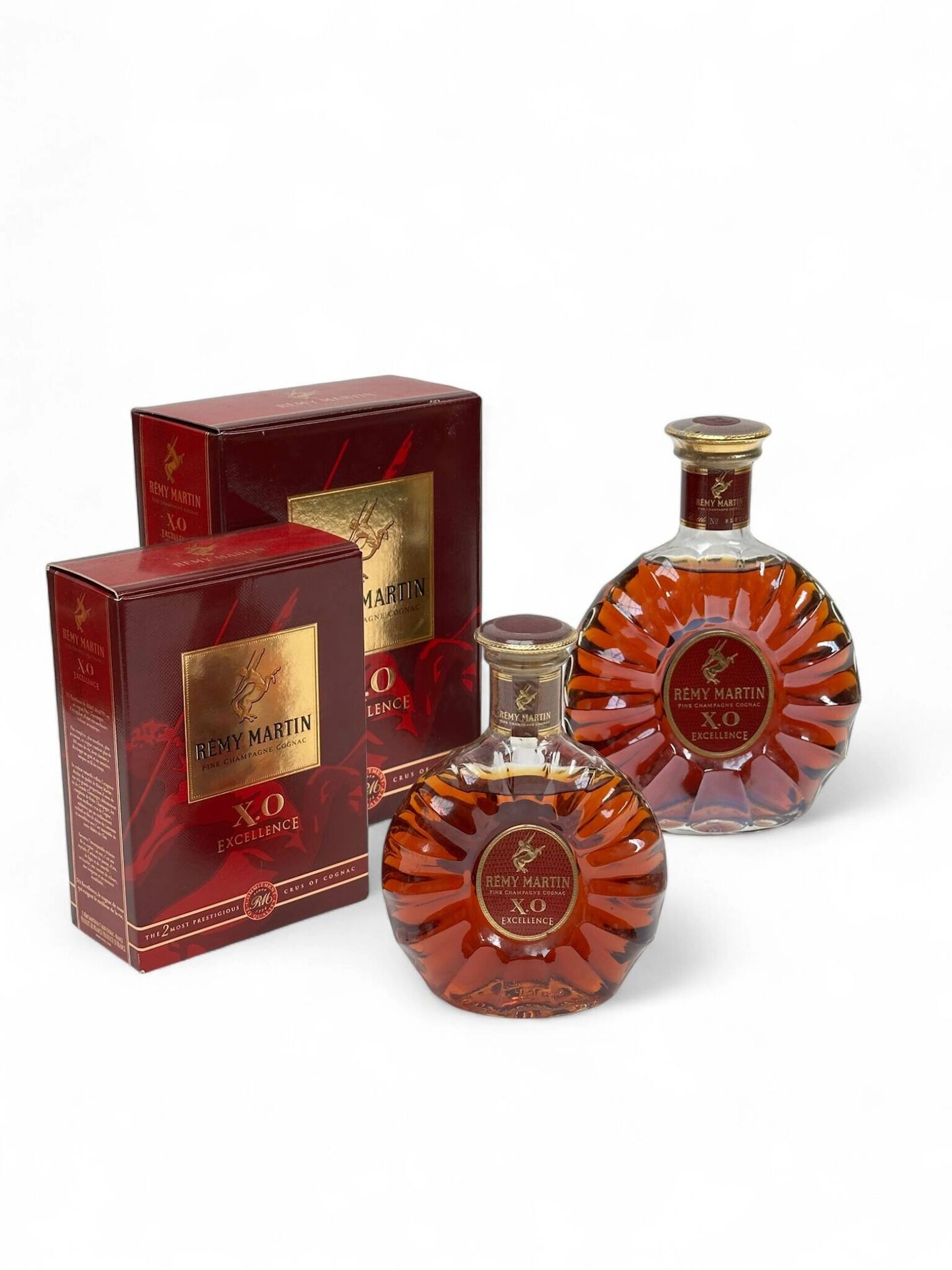2 Flacons COGNAC RÉMY MARTIN X.O. EXCELLENCE 35CL et 70CL En étui