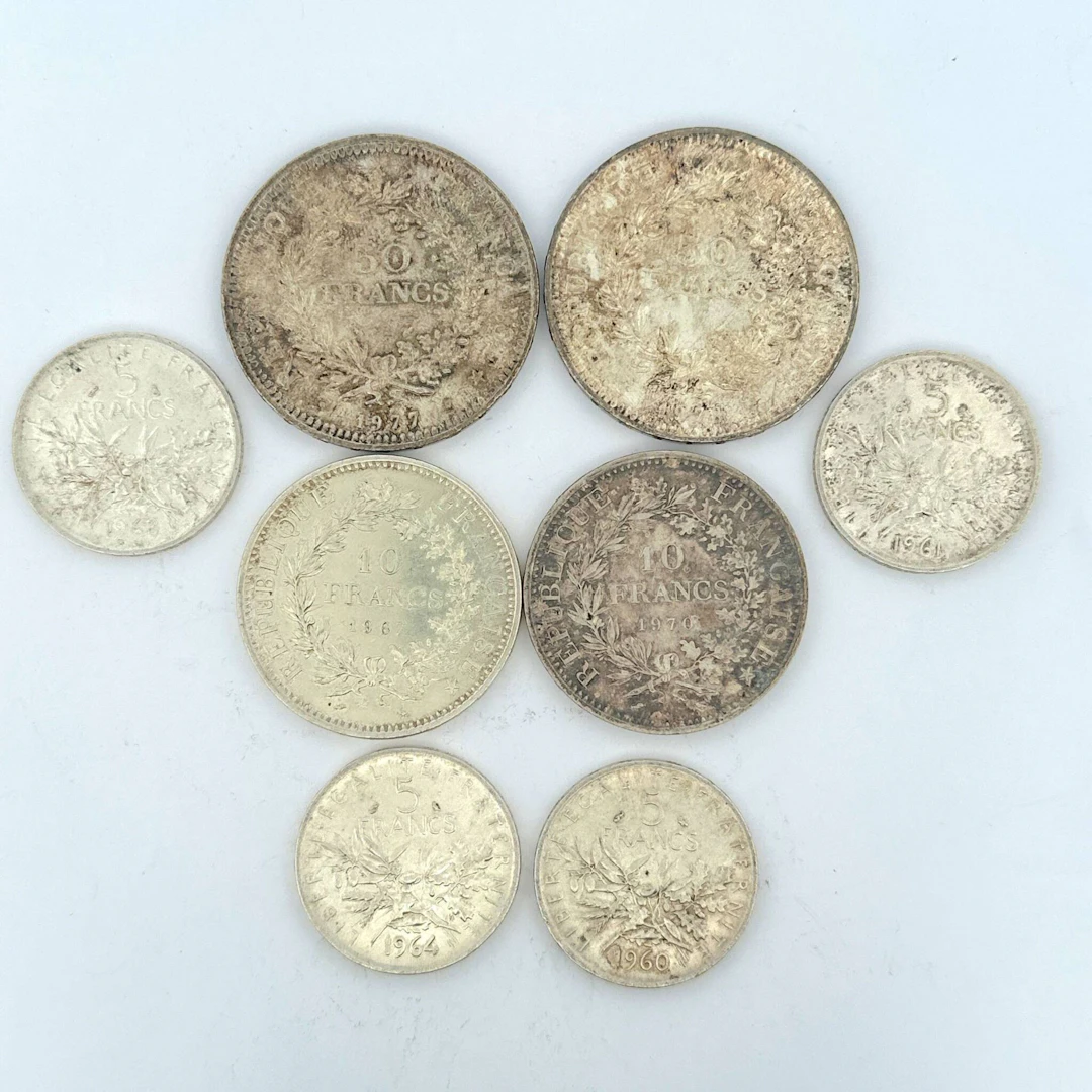Set of 8 silver coins (835 and 900): - Lot 39