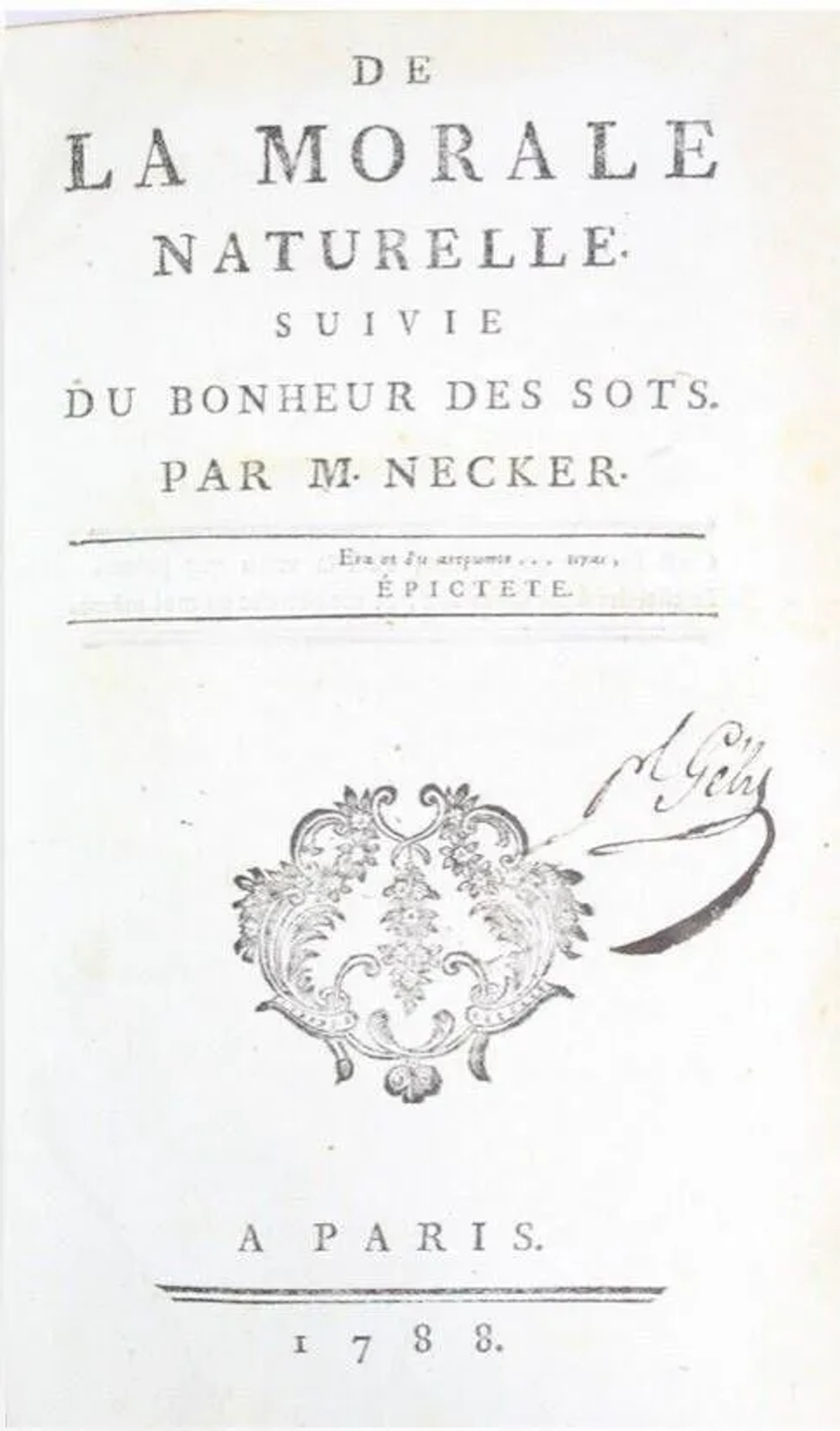 NECKER. - MEISTER (Jacques-Henri)]. De la morale naturelle. - Lot 306