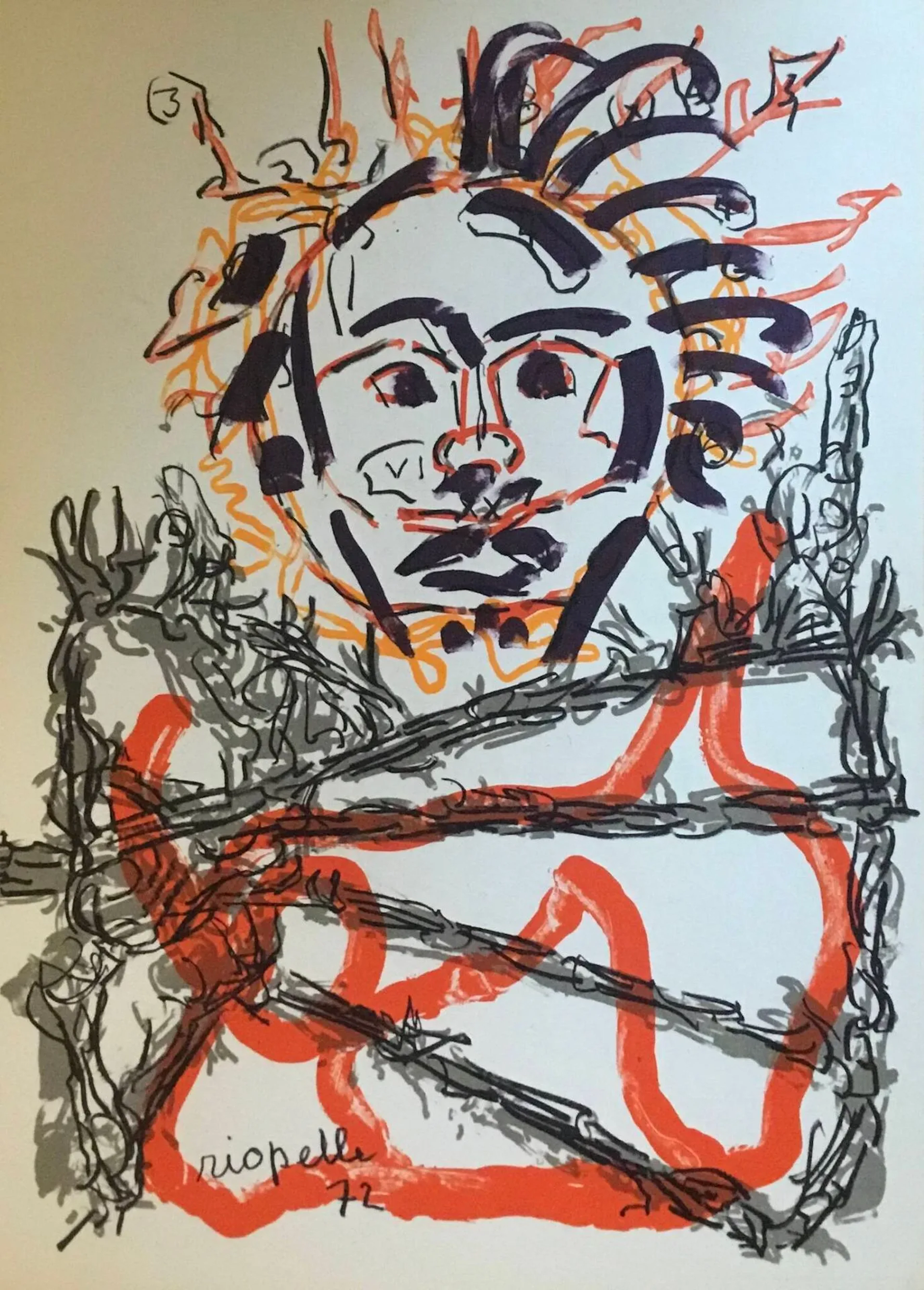 RIOPELLE Jean-Paul Catalogue exposition Paris 1972, quatre lithographies dont la couverture. Format 32 x 23 cm.