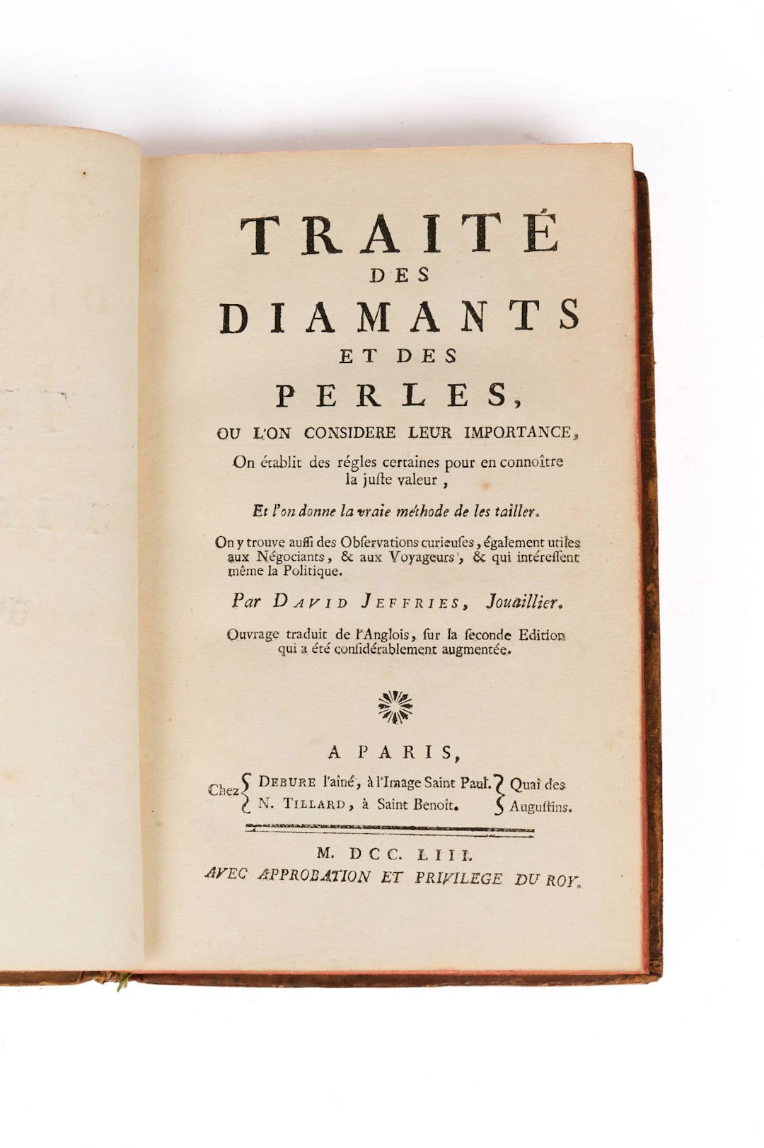 JEFFRIES (David). A Treatise on Diamonds and Pearls, in Whic - Lot 469