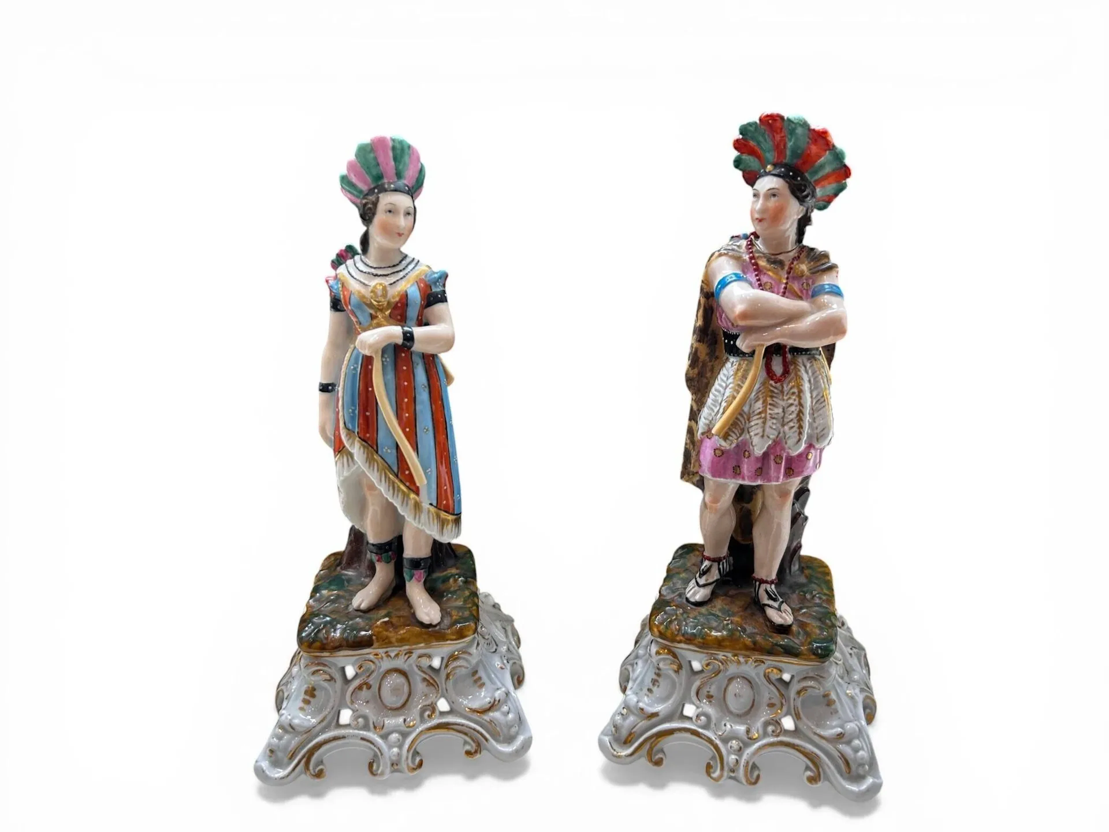 Pair of porcelain incense burners featuring a pair of Amazon - Lot 16