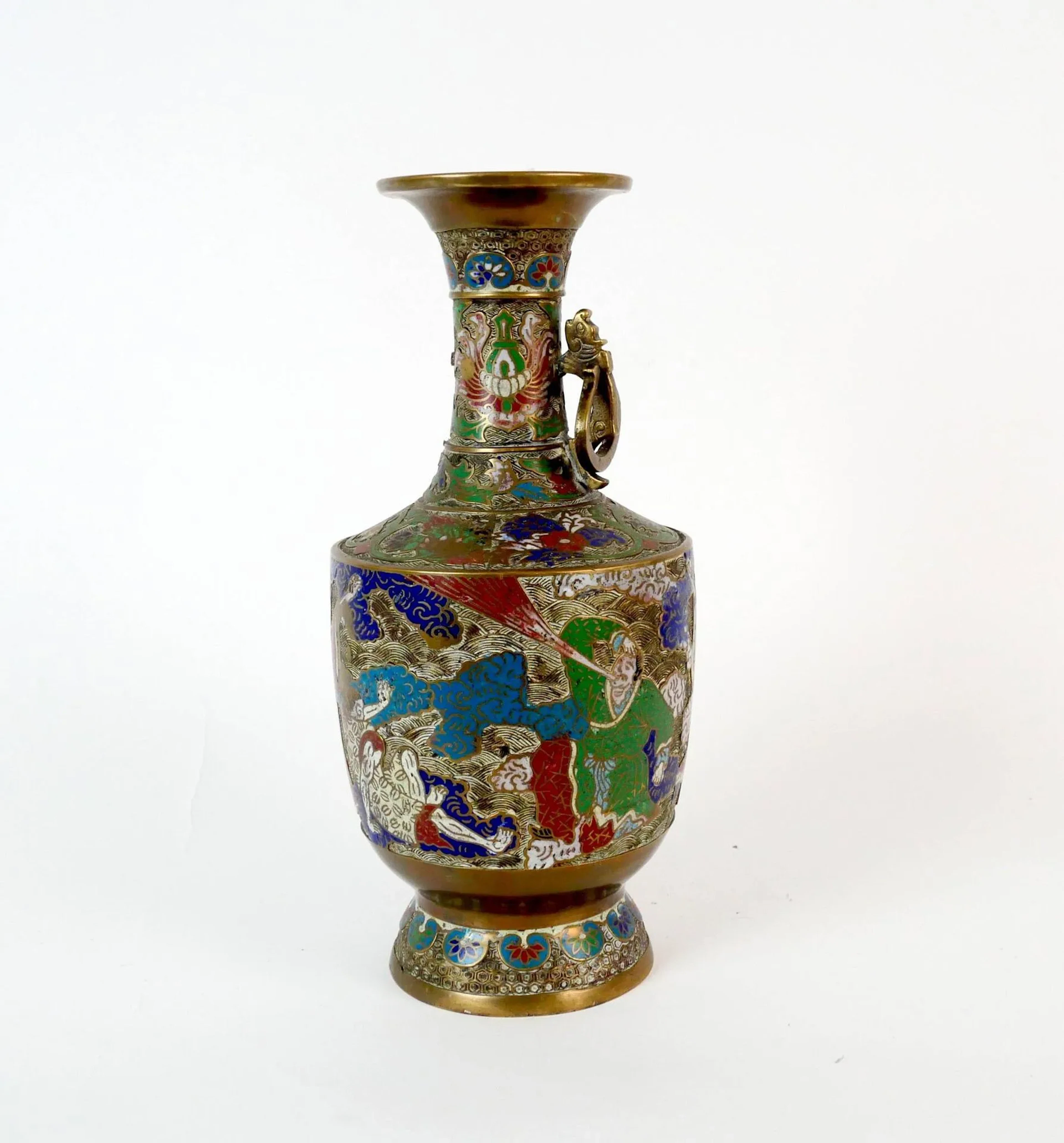 Cloisonné brass baluster vase decorated with figures - Lot 148