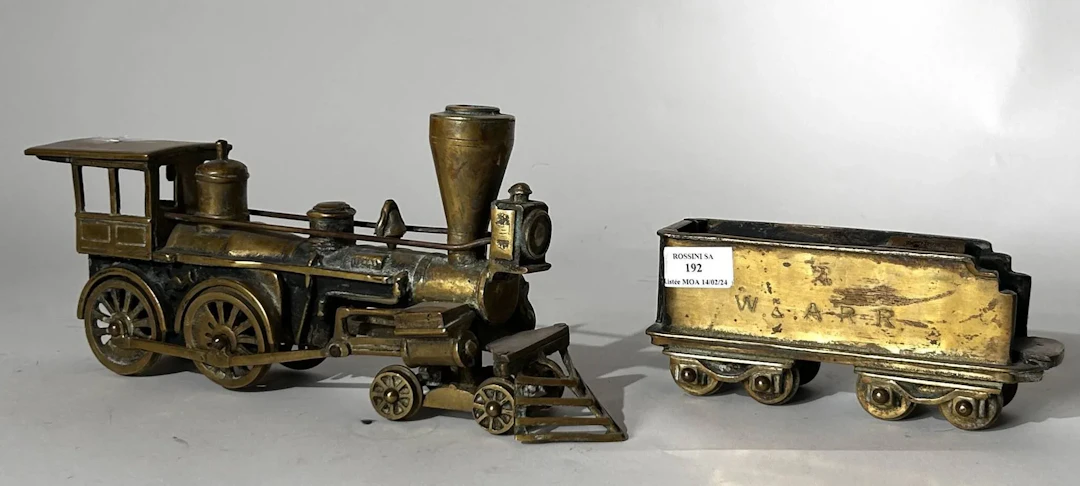Bronze locomotive with golden patina, marked W.&.A.R.R ( - Lot 424