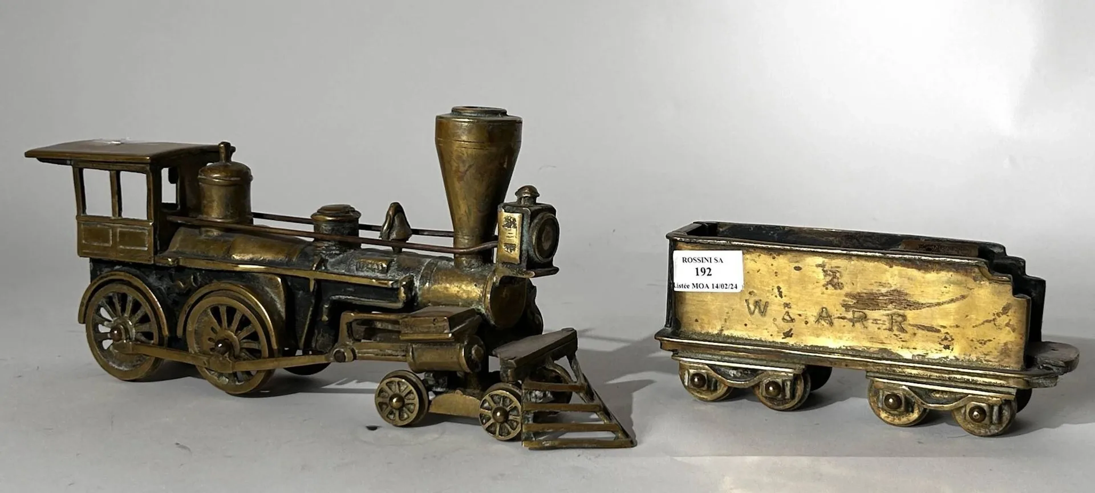 Bronze locomotive with golden patina, marked W.&.A.R.R ( - Lot 424