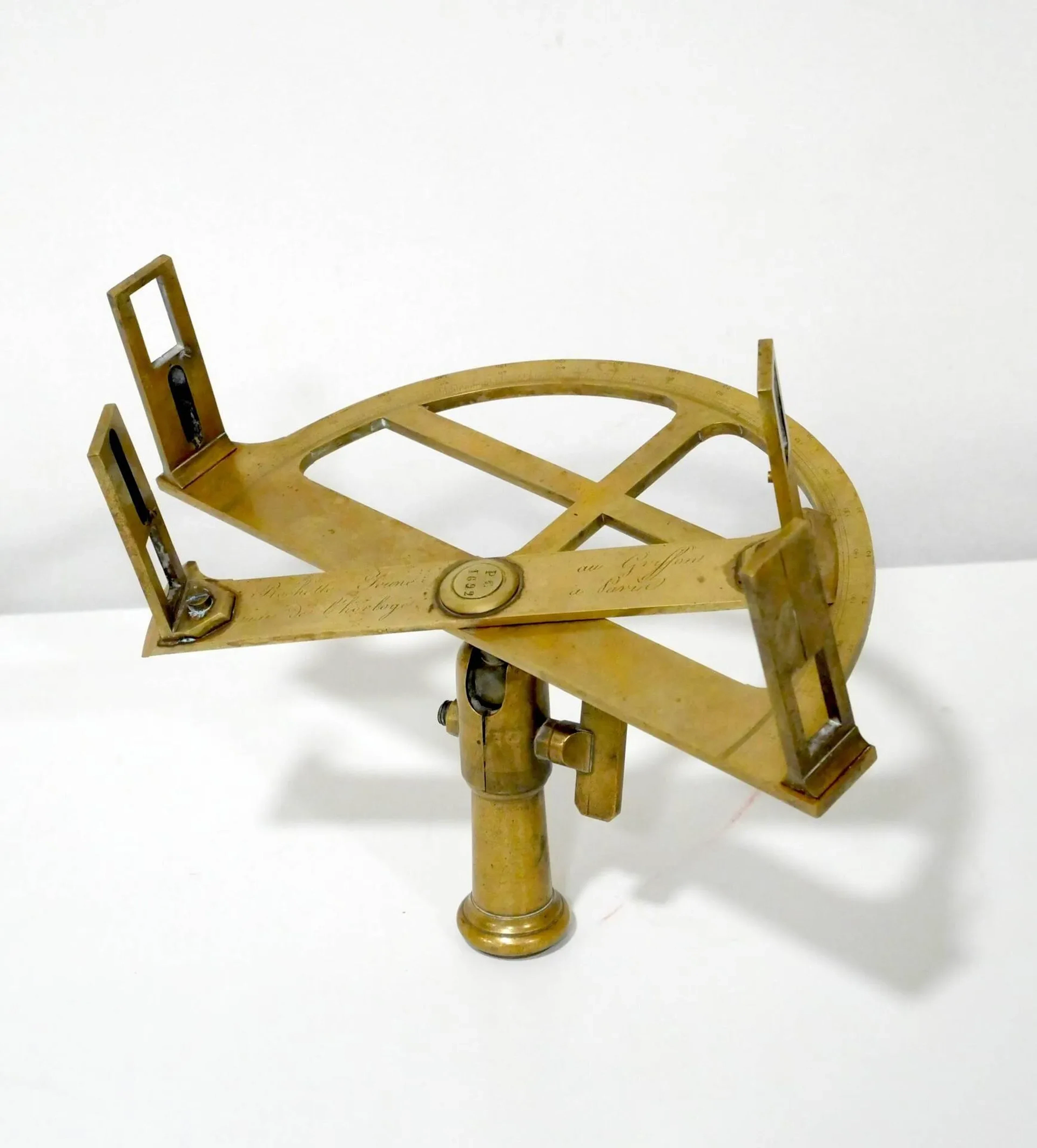 Brass graphometer with alidade (or surveying semicircle), gr - Lot 32
