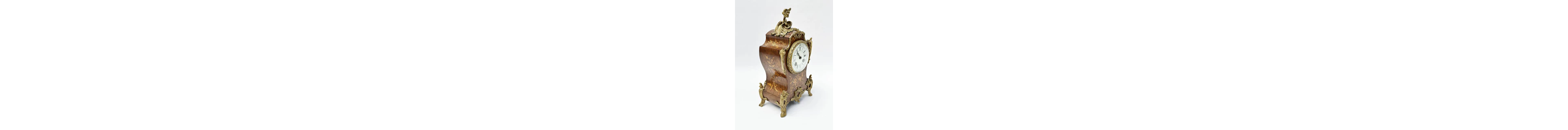 Wooden clock decorated with inlaid flowers and adorned with - Lot 329