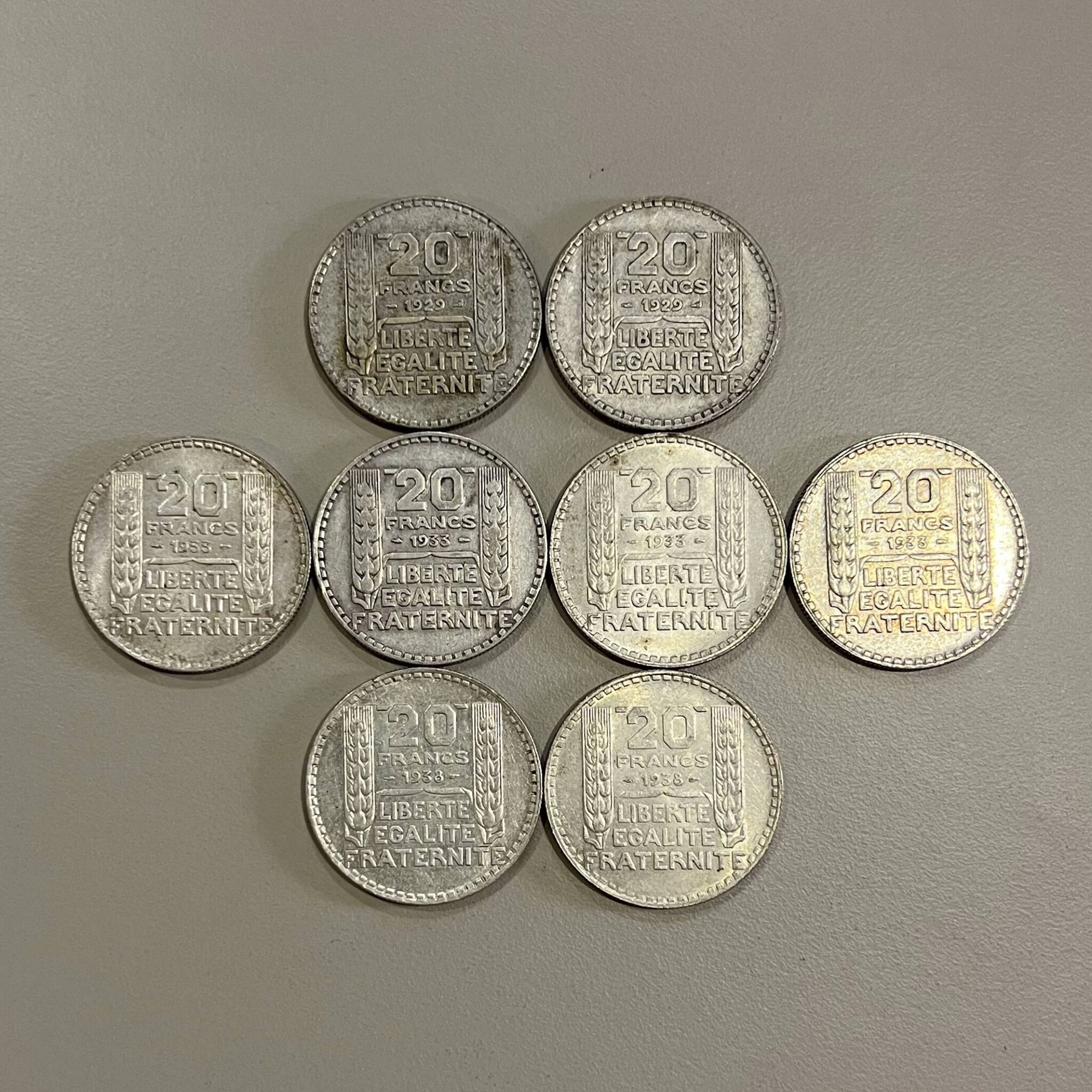 Set of 8 20F Turin silver coins. - Lot 43