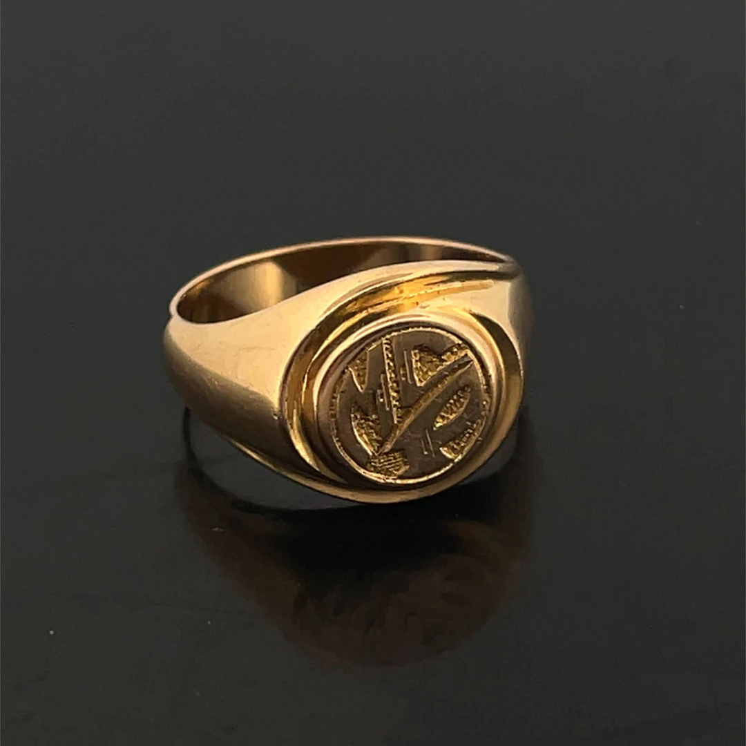 Monogrammed yellow gold (750) signet ring. - Lot 117
