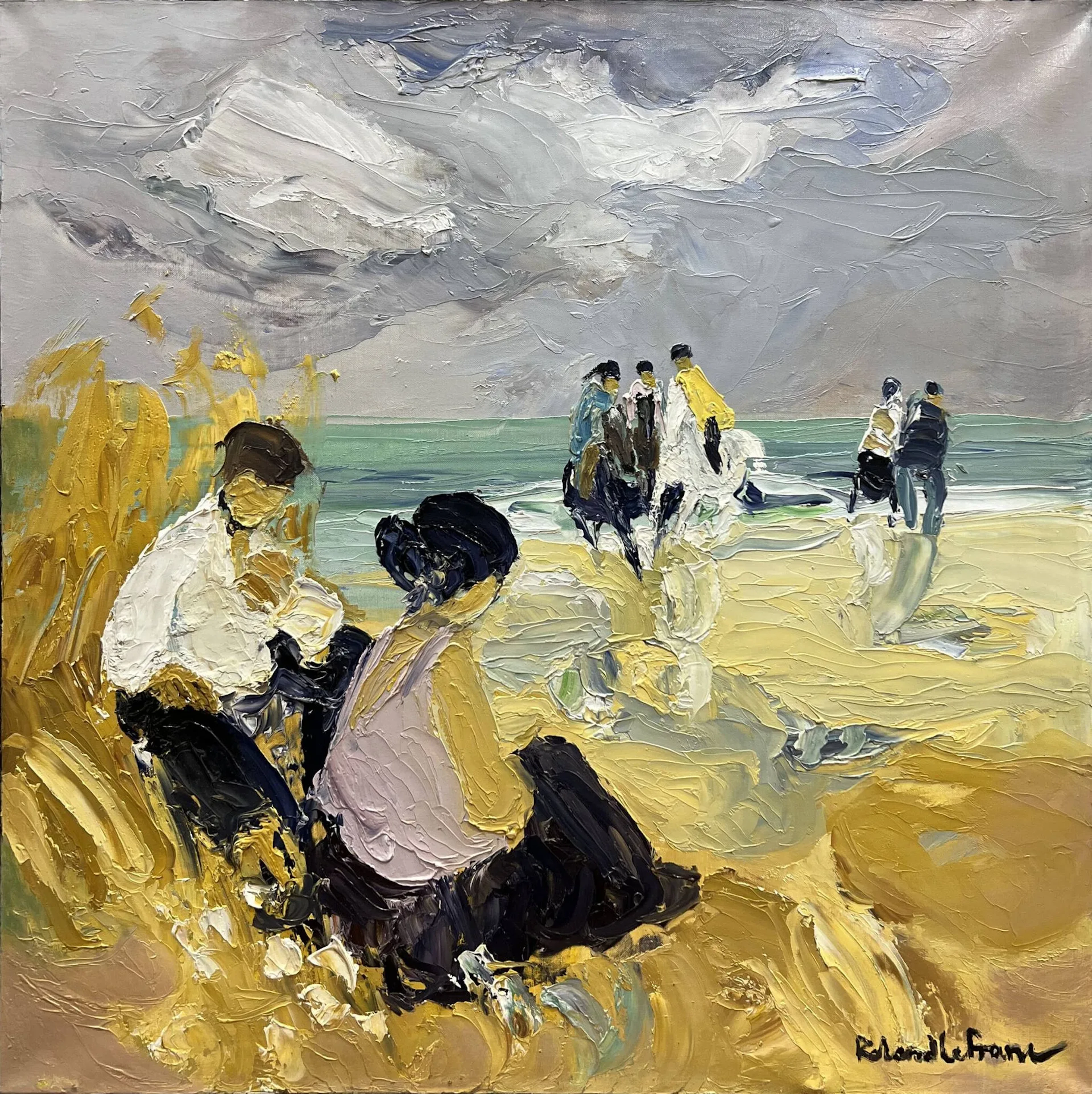 LEFRANC Roland (1931-2000) Midi en baie de somme Huile sur toile, signée en bas à droite, signée et titrée au dos 80 x 80 cm