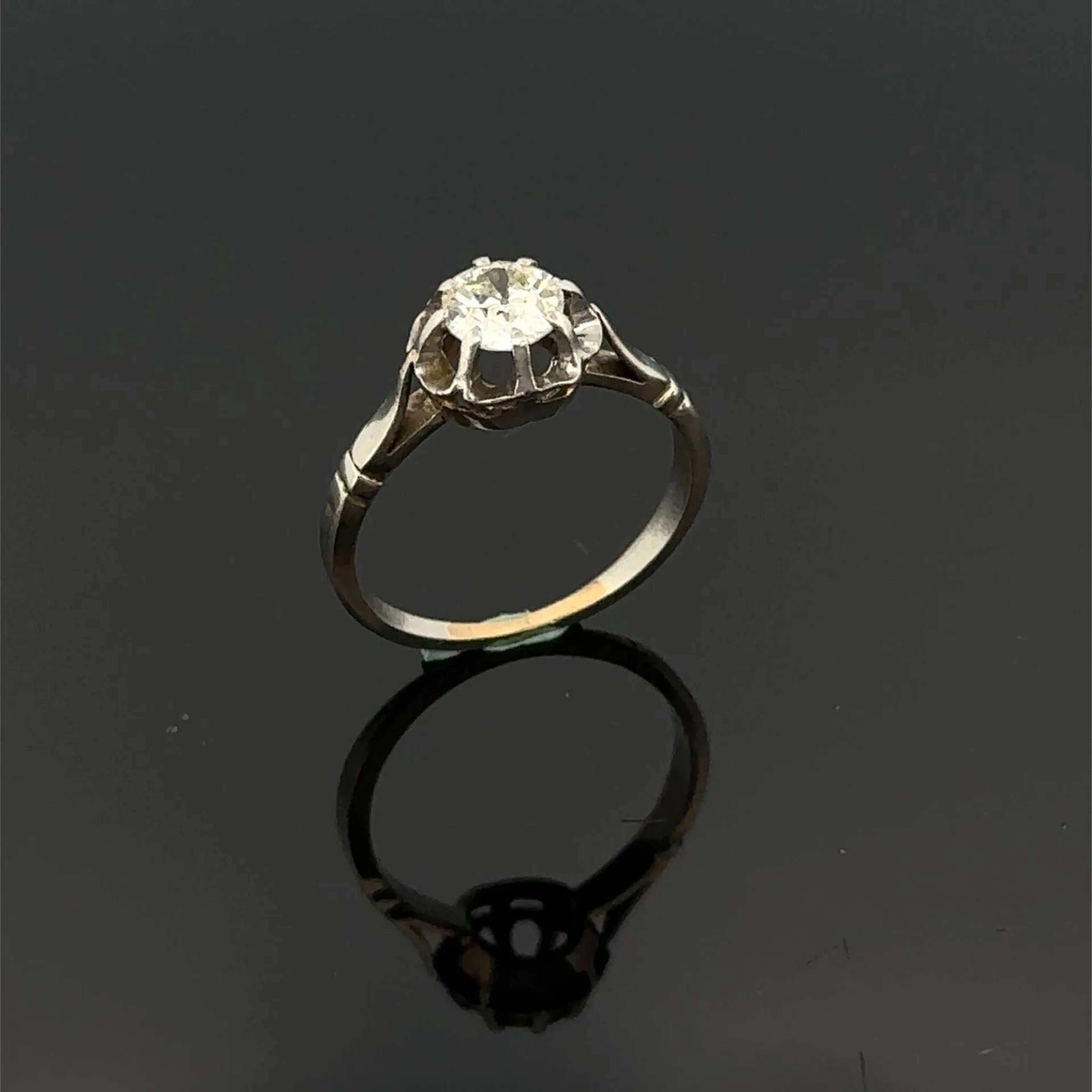 Solitaire ring in white gold (750) and platinum (950) set wi - Lot 184