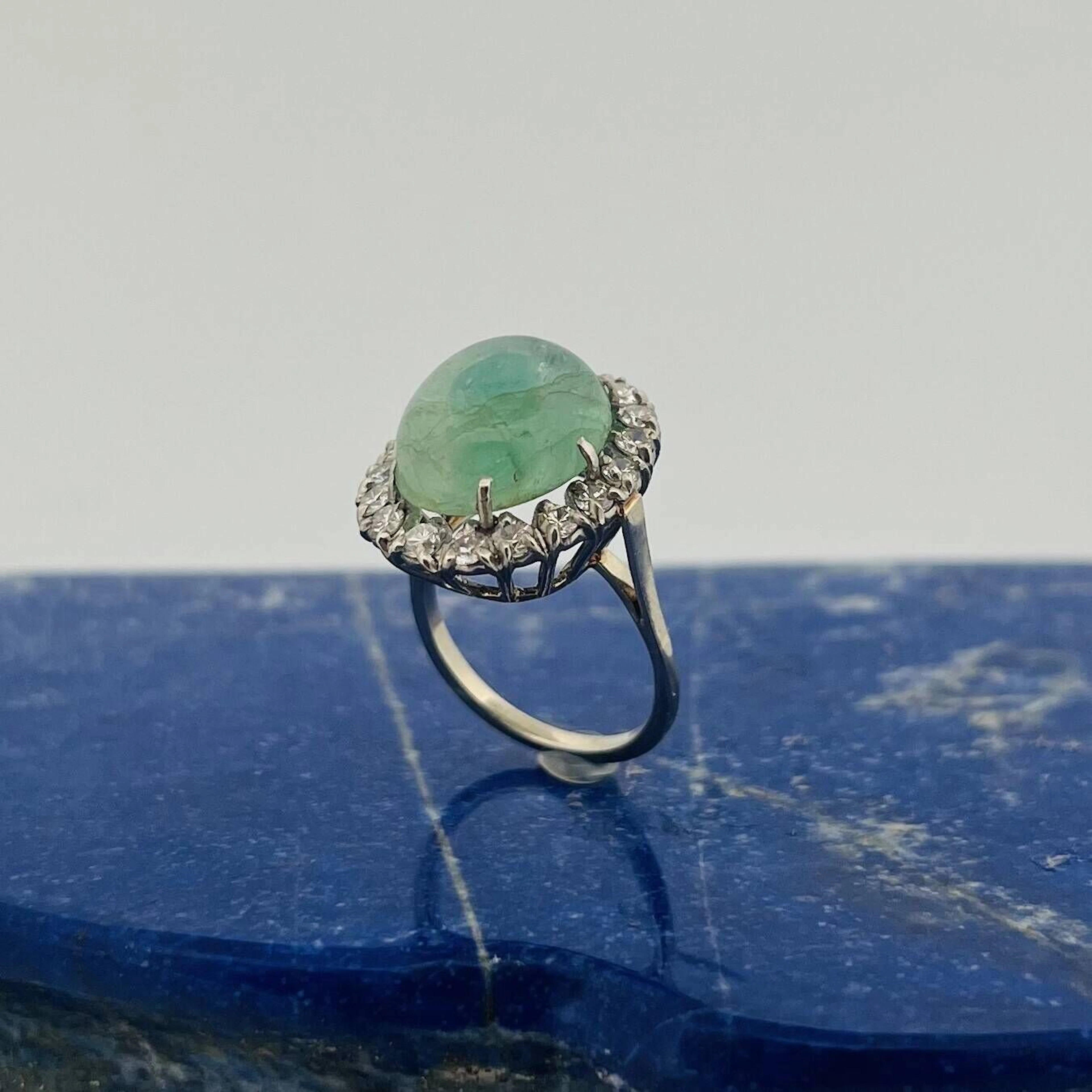 Ring in 18k white gold (750e) and platinum, set with a claw- - Lot 154