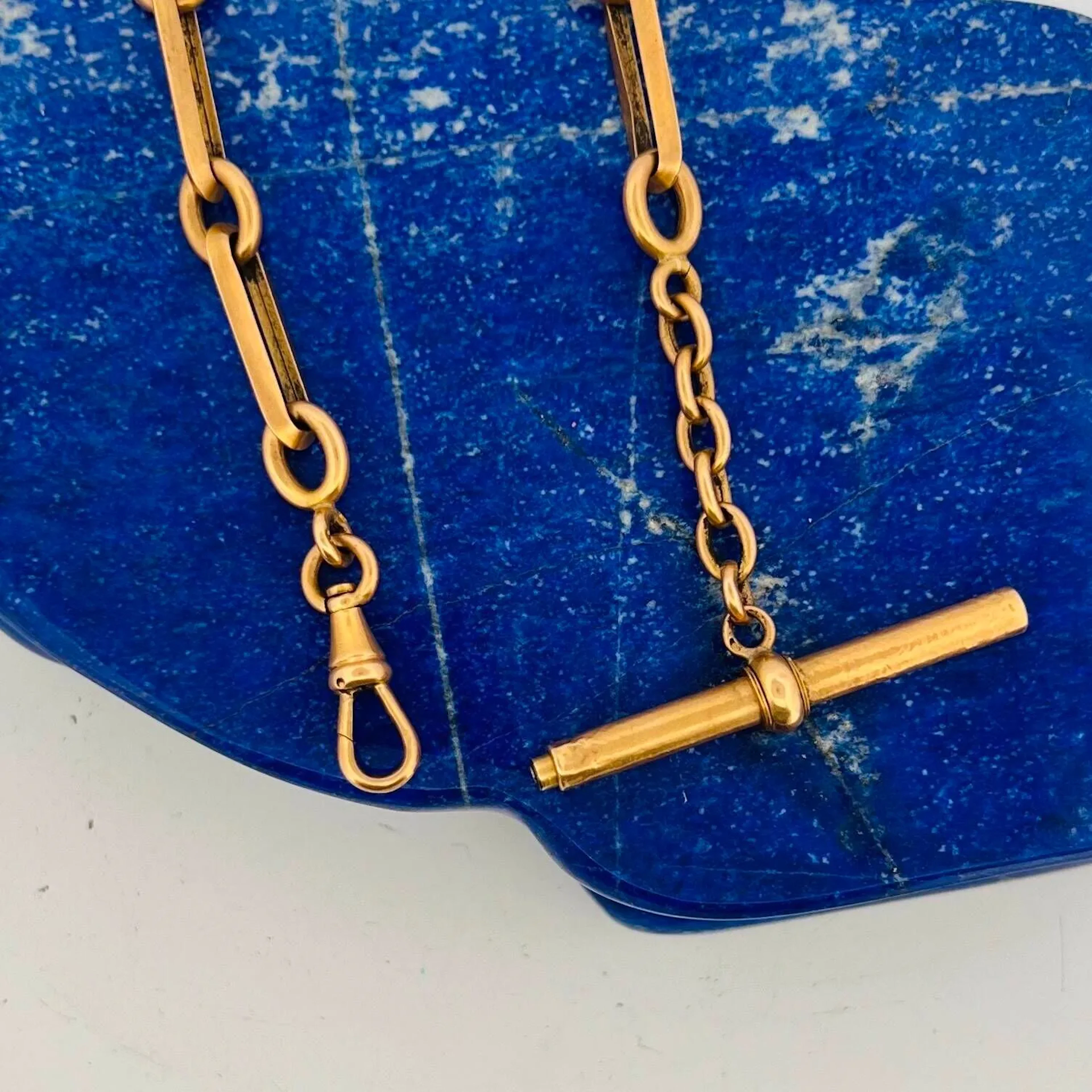 Rose gold (750) chain with chain-link links holding a watch - Lot 335