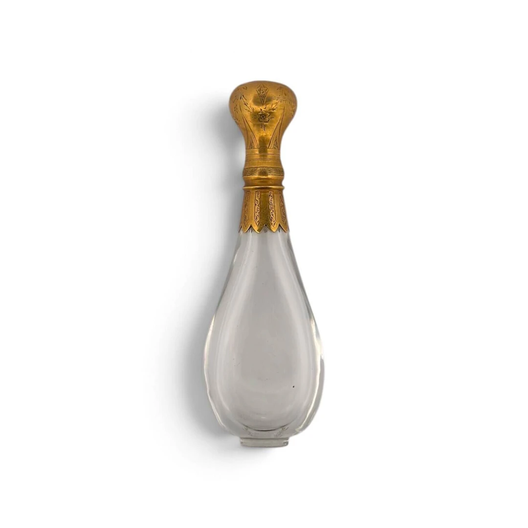 Pear-shaped salt bottle with a yellow gold (750) mount and s - Lot 385