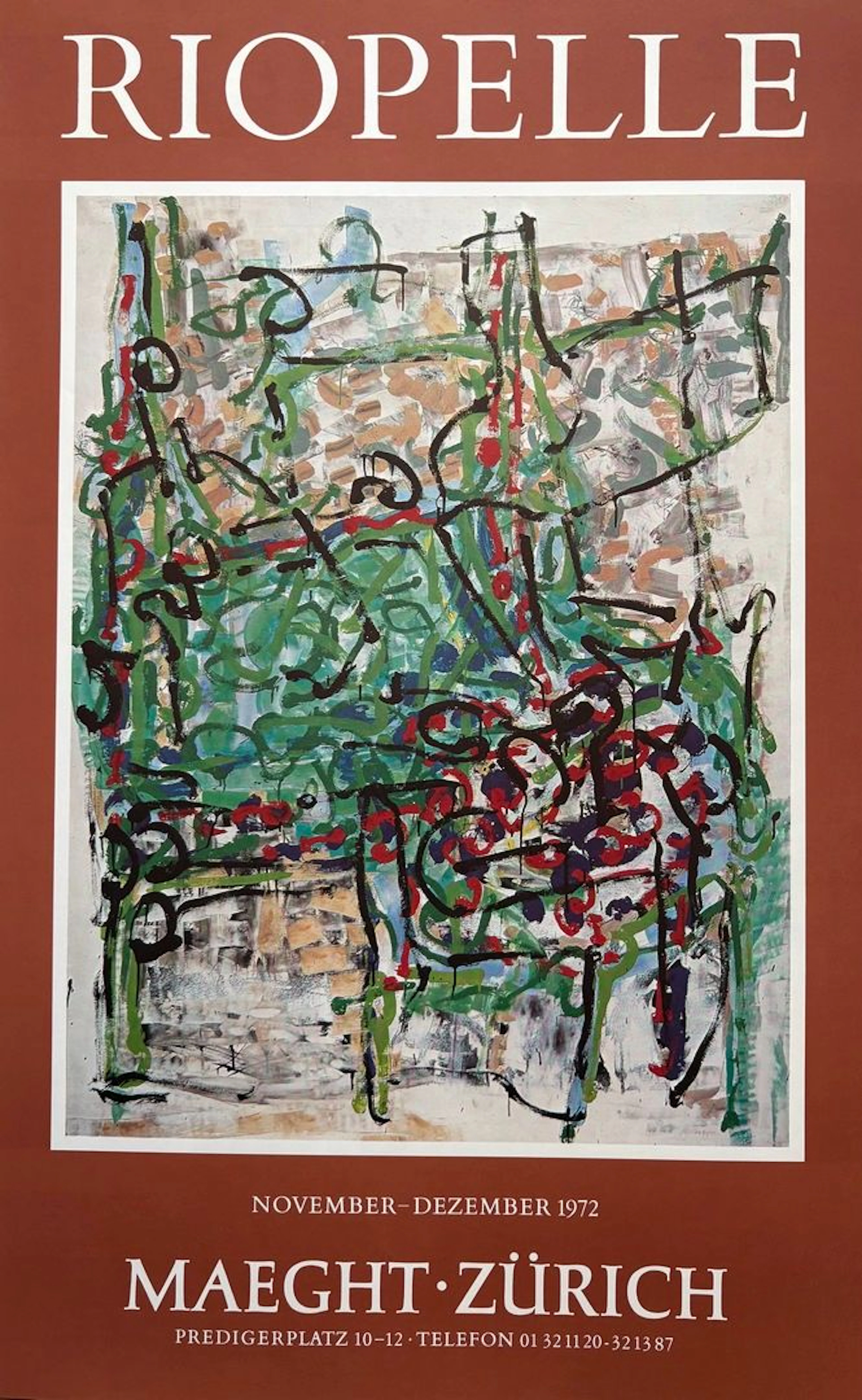 RIOPELLE Jean Paul Affiche originale 1972 "Maeght Zurich", 68 x 42 cm
