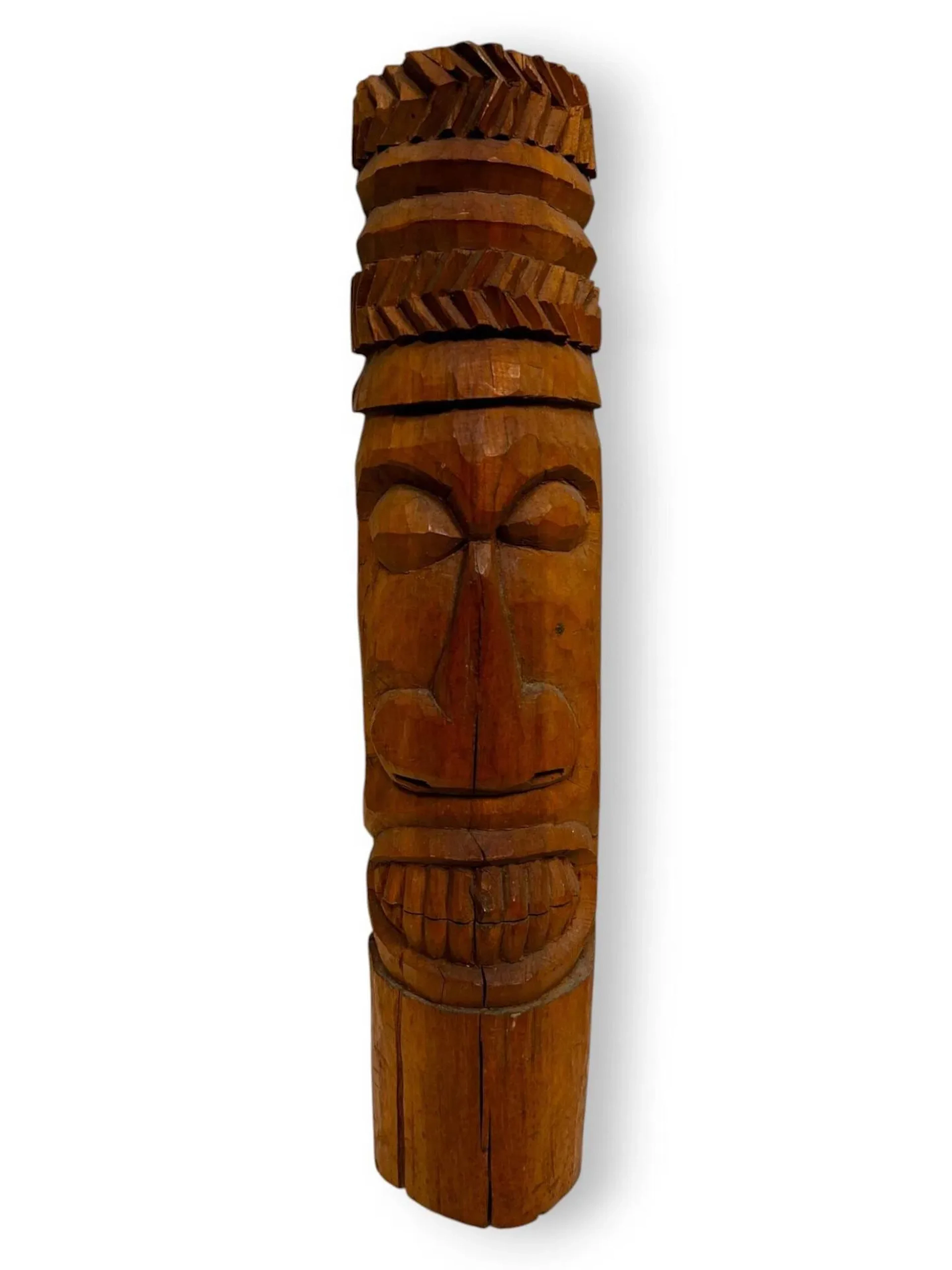 KANAK, Nouvelle-Calédonie, KAREMBEU Marcel, 1978, Lifou, Tribu de Kedeigne, Totem de Case Kanak en bois de santal sculpté, figurant un visage stylisé, H. 59,5 cm