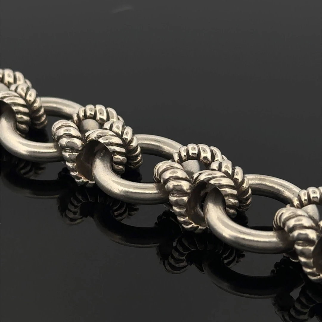 Sterling silver (800) bracelet with circular links and alter - Lot 220