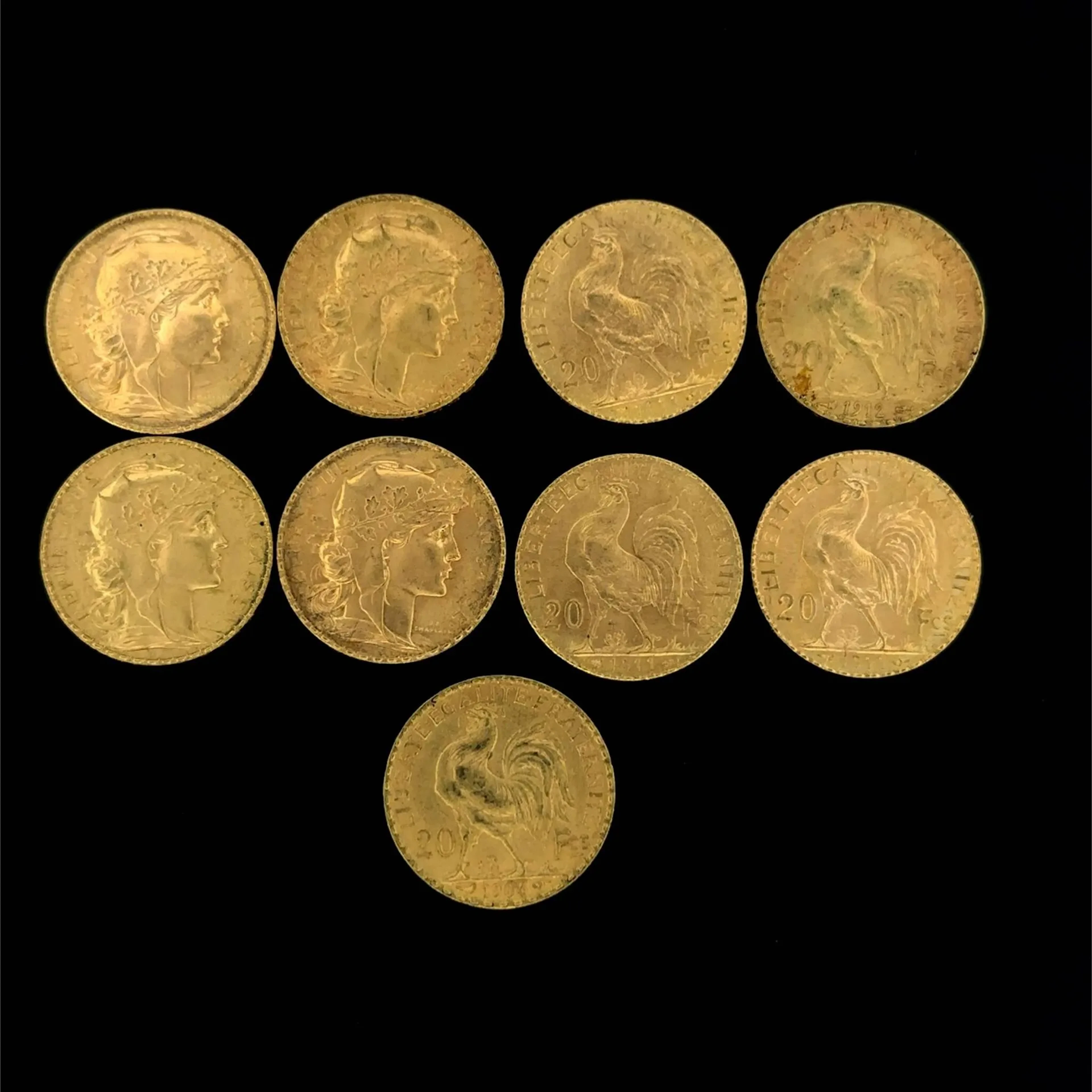 Third Republic - Set of 9 20-franc gold "Rooster" coins from - Lot 144