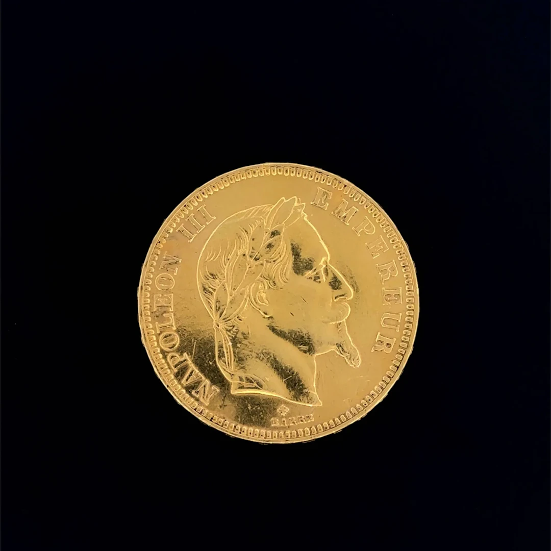 (Napoleon III) "Gold Scrap" (750‰+): counterfeit 100-franc " - Lot 136
