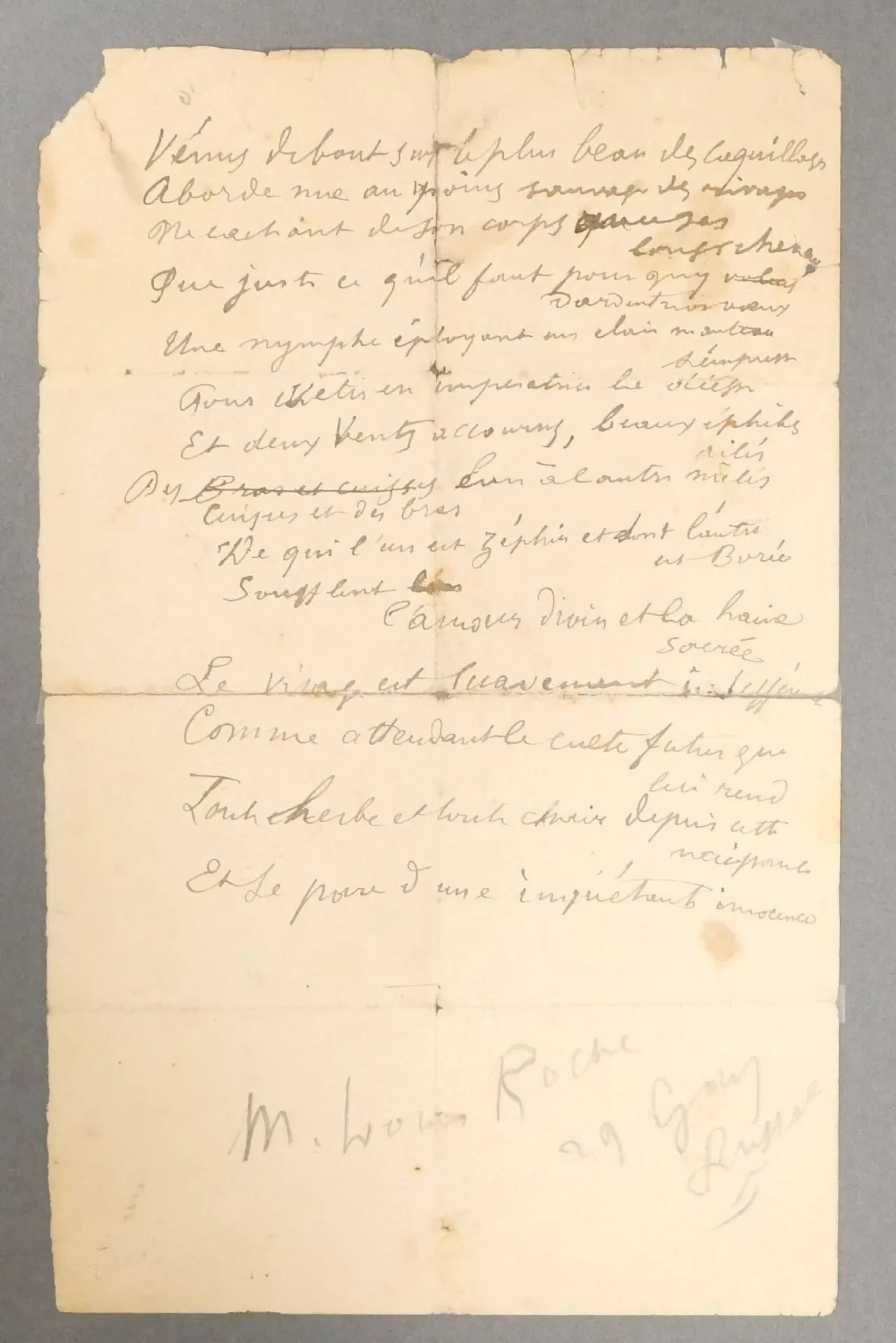 VERLAINE, Paul (1844-1896). Autograph poem, untitled [Nascit - Lot 324