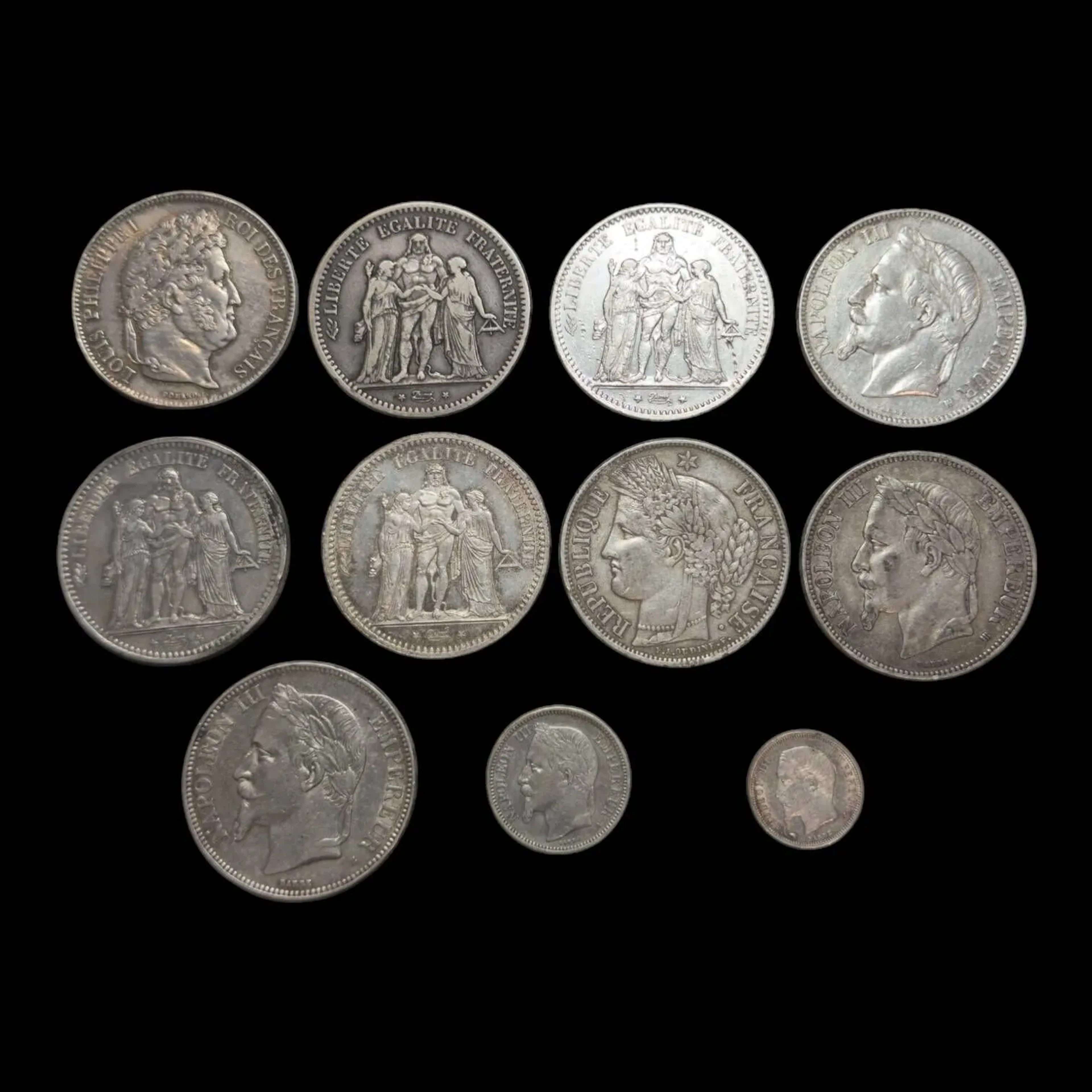 Lot of 11 silver coins: - Lot 45
