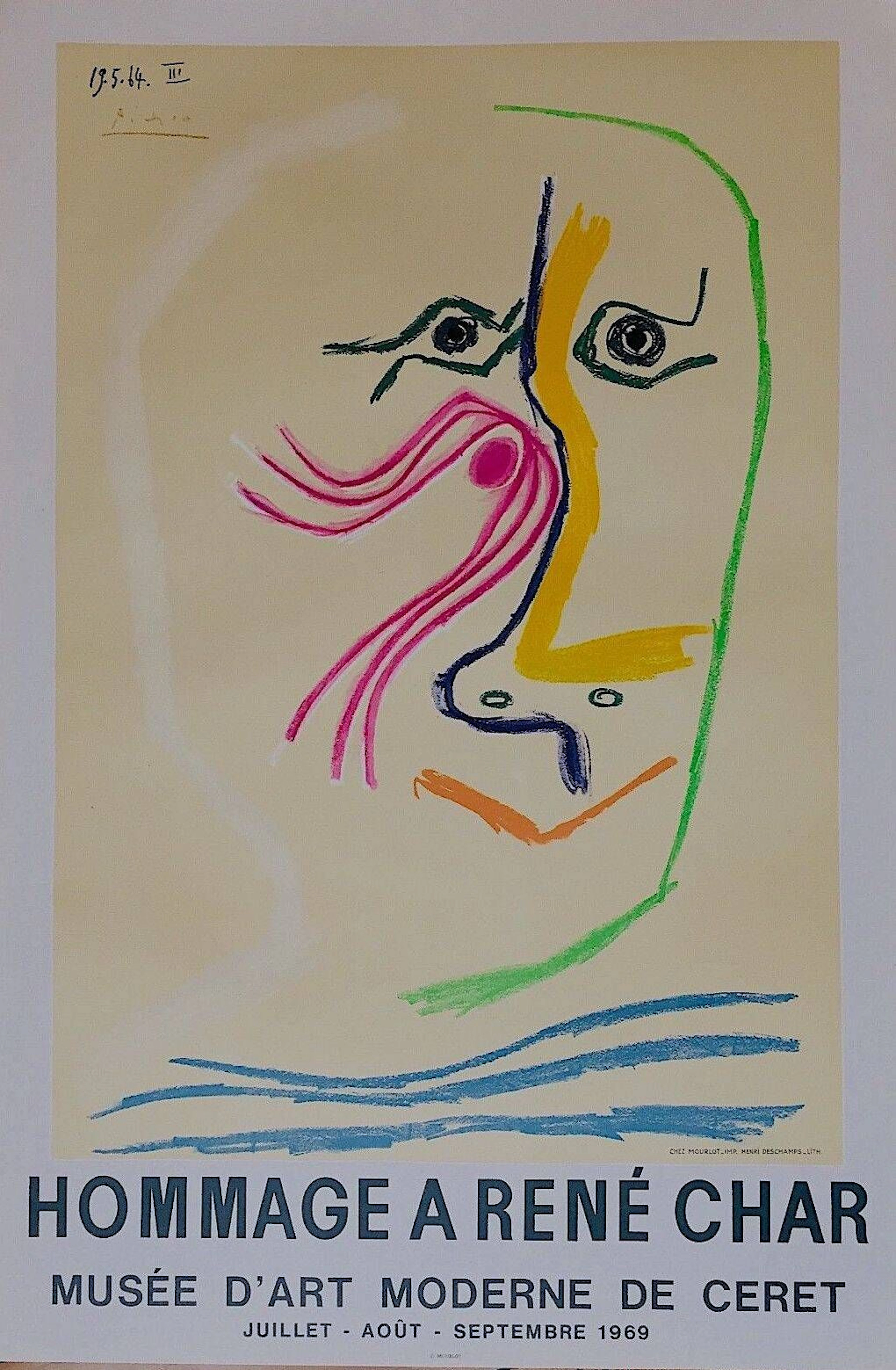 PICASSO Pablo Poster lithograph 1969 "Hommage à René Char", - Lot 313