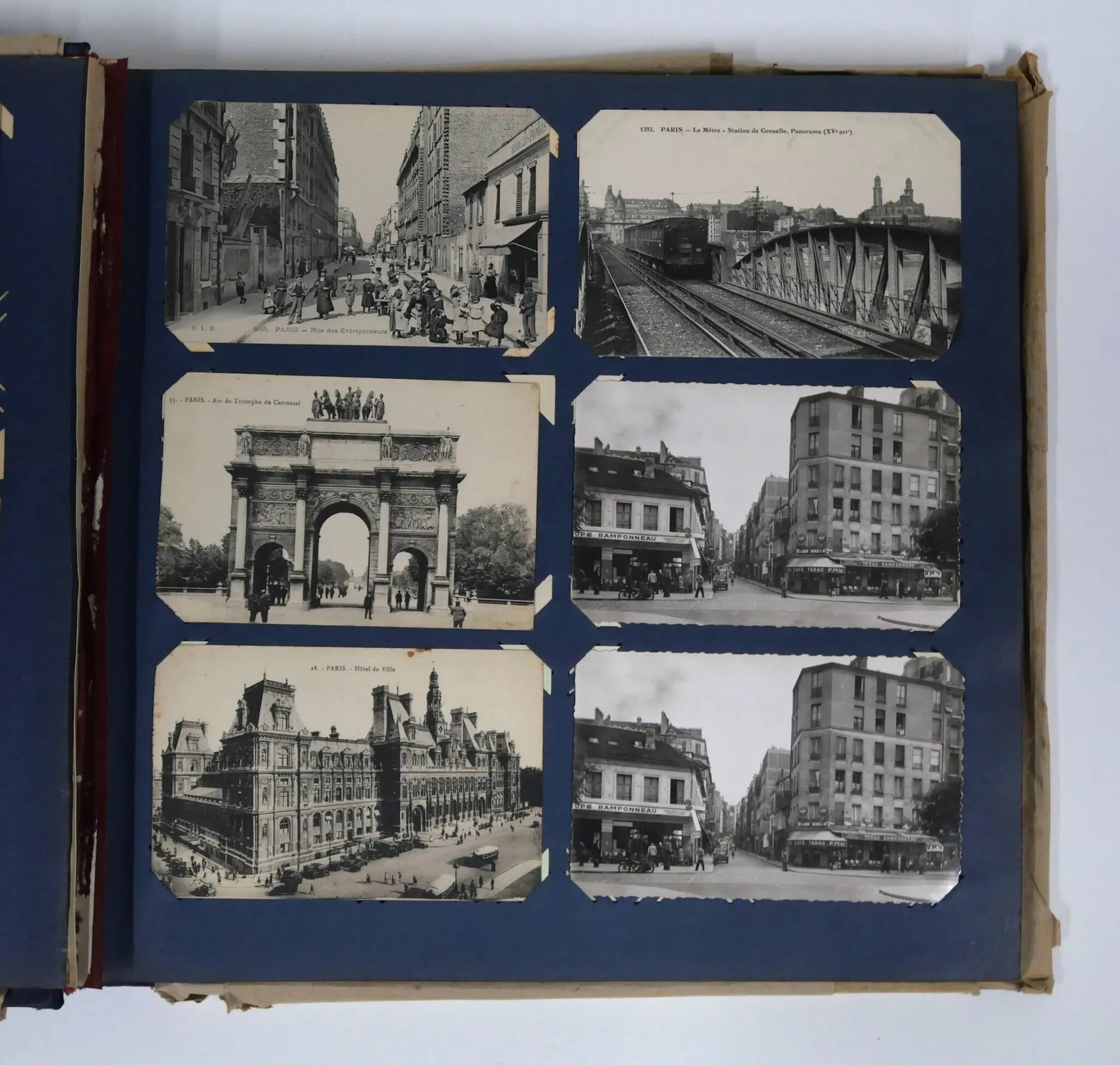 Album de cartes postales anciennes, majoritairement Paris (XIVème et XVème arrondissements) et Hauts-de-Seine (Issy-les-Moulineaux, Meudon, Vanves, cartes n'ayant majoritairement pas circulé