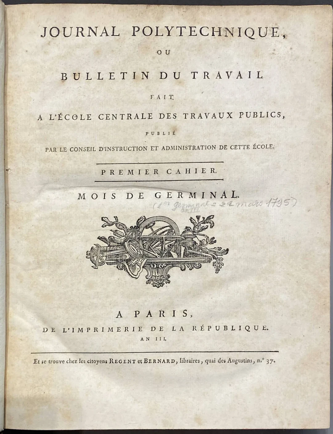 JOURNAL POLYTECHNIQUE, ou Bulletin du travail fait à l'École - Lot 479