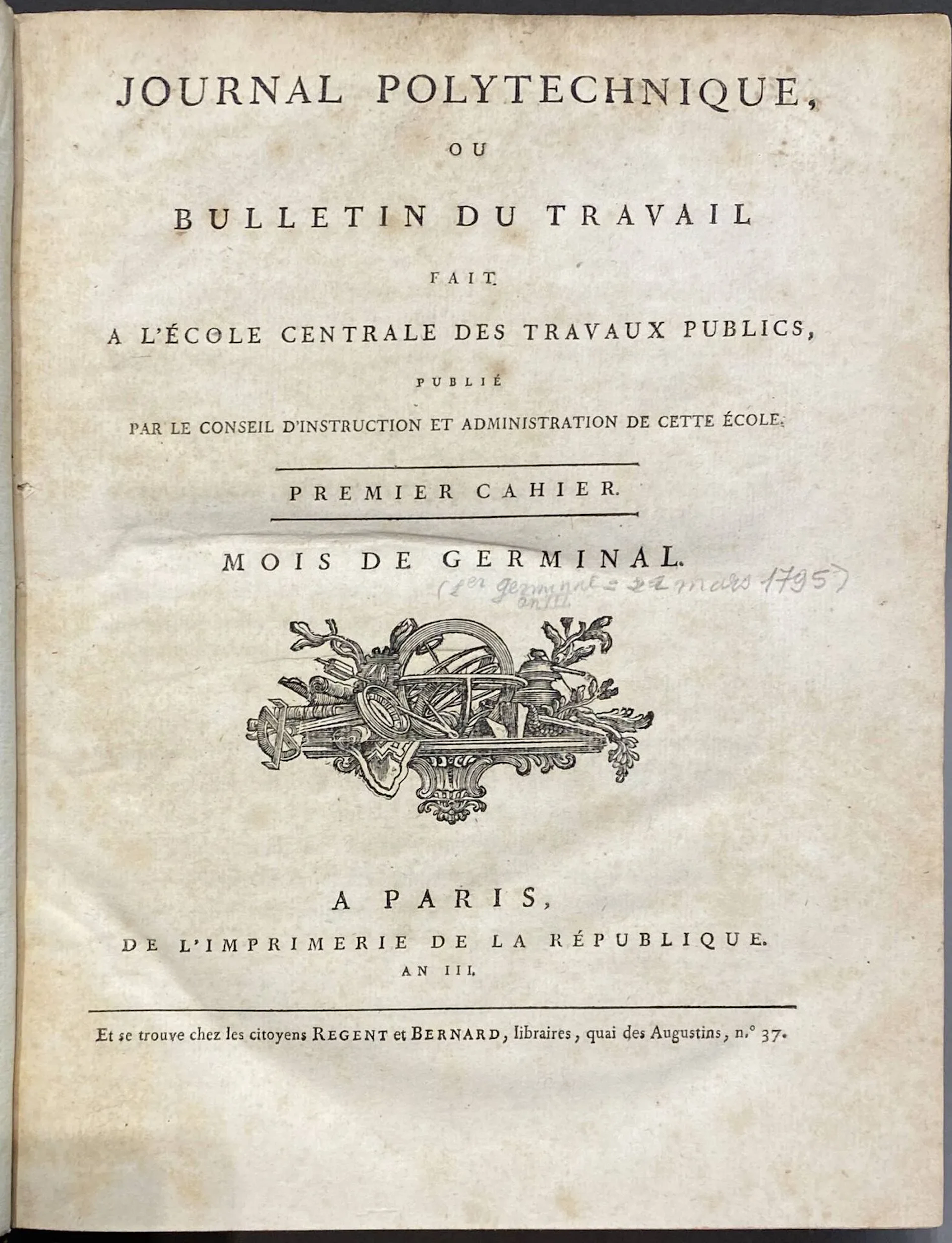 JOURNAL POLYTECHNIQUE, ou Bulletin du travail fait à l'École - Lot 479